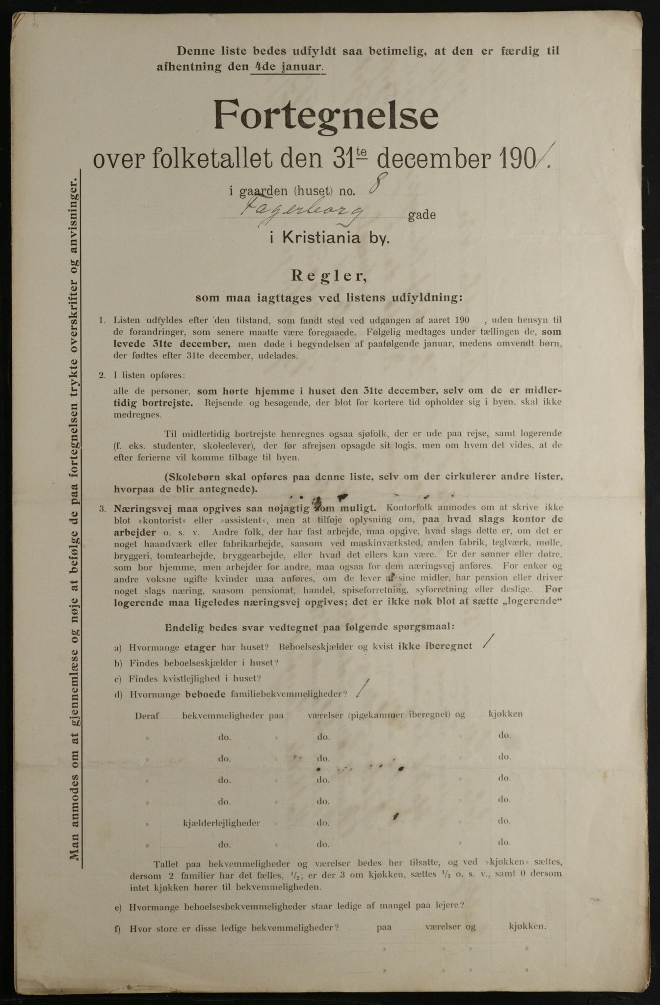 OBA, Municipal Census 1901 for Kristiania, 1901, p. 3711