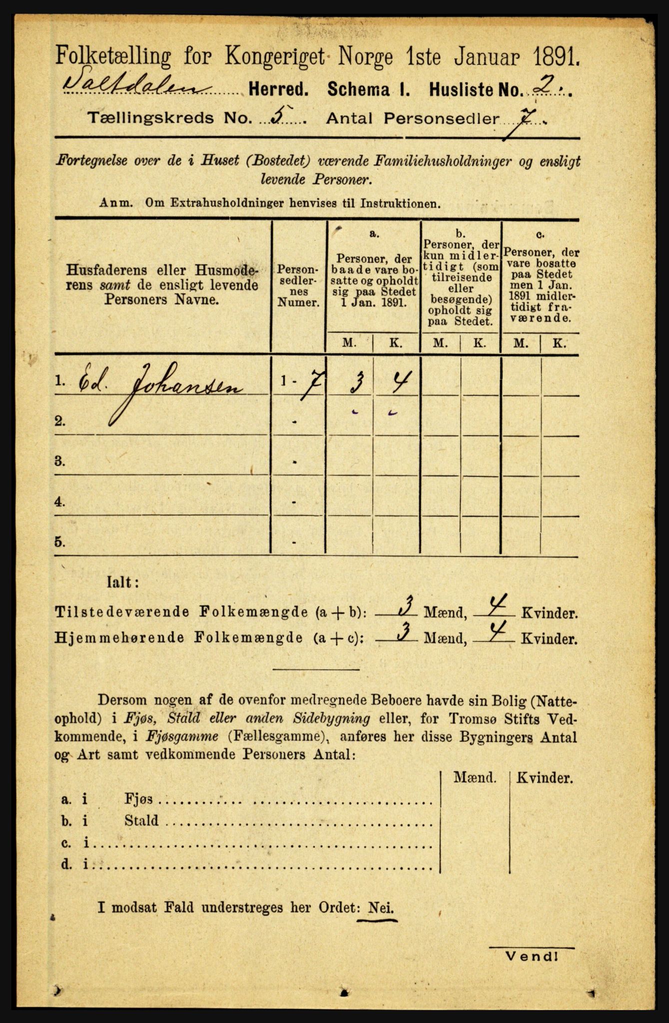 RA, 1891 census for 1840 Saltdal, 1891, p. 2716