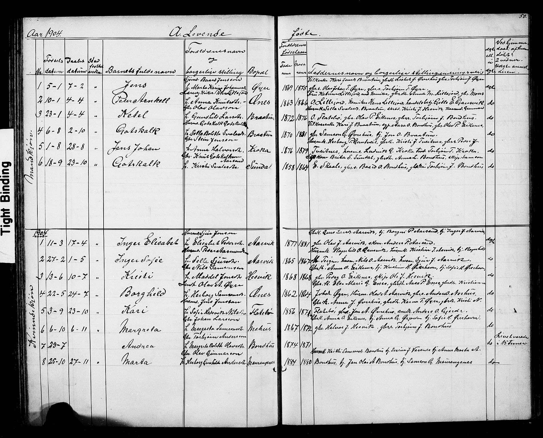 Kvinnherad sokneprestembete, SAB/A-76401/H/Hab: Parish register (copy) no. D 1, 1856-1905, p. 50