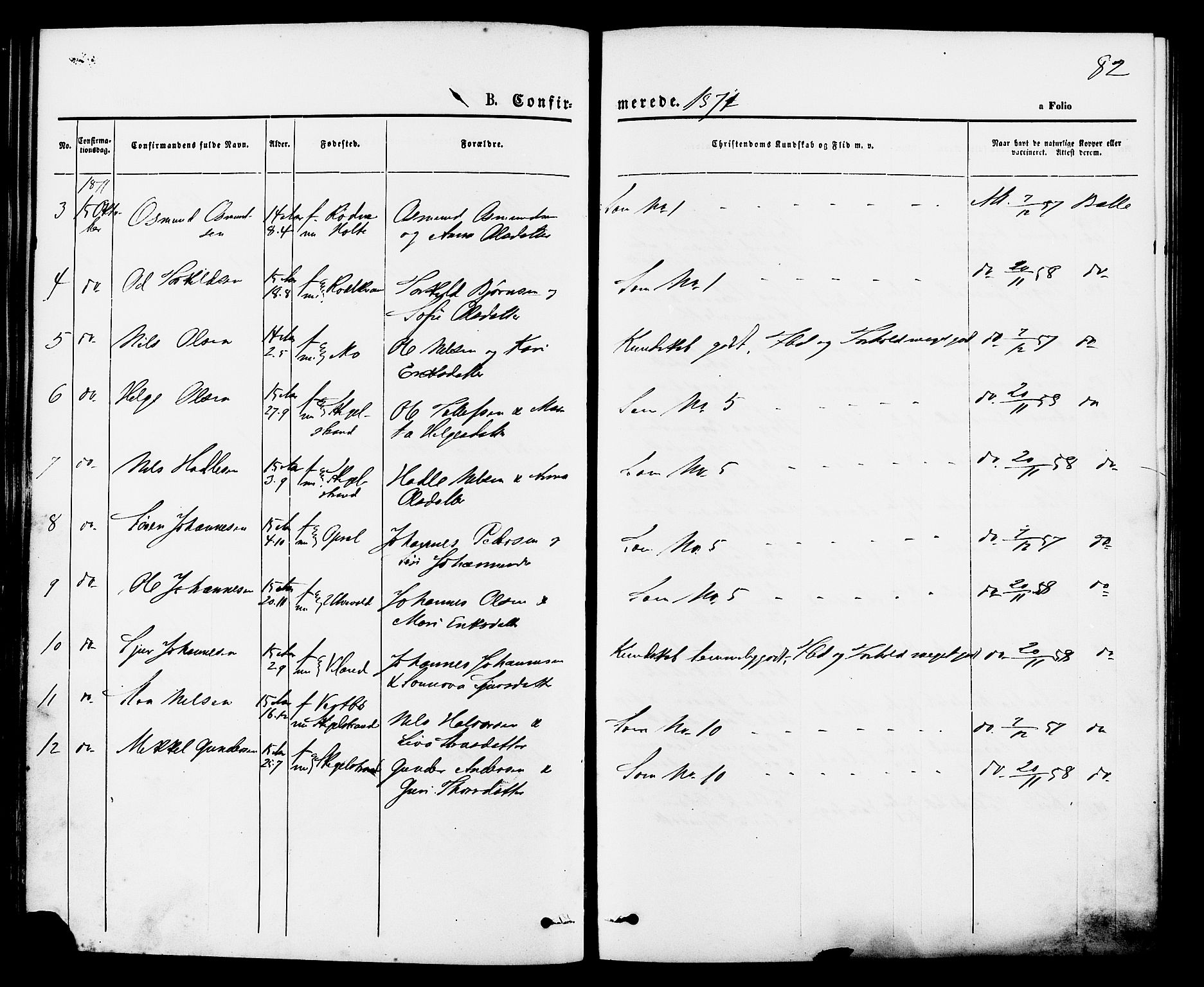 Vikedal sokneprestkontor, AV/SAST-A-101840/01/IV: Parish register (official) no. A 7, 1868-1883, p. 82