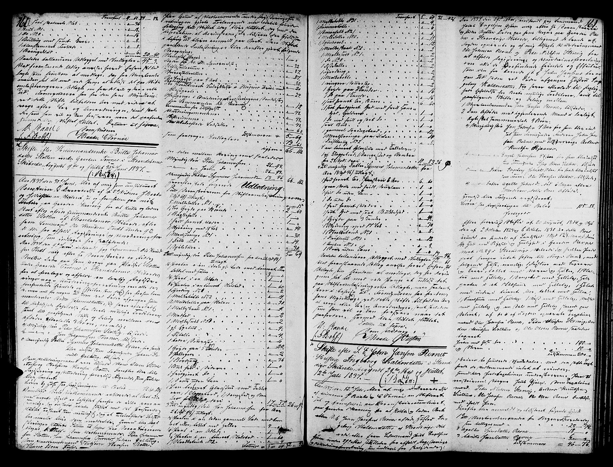 Sunnhordland sorenskrivar, SAB/A-2401/1/H/Ha/Hab/L0003: Skifteprotokollar. Opdal, Os, Strandvik og Strandebarm. Register i protokoll, 1835-1844, p. 160-161