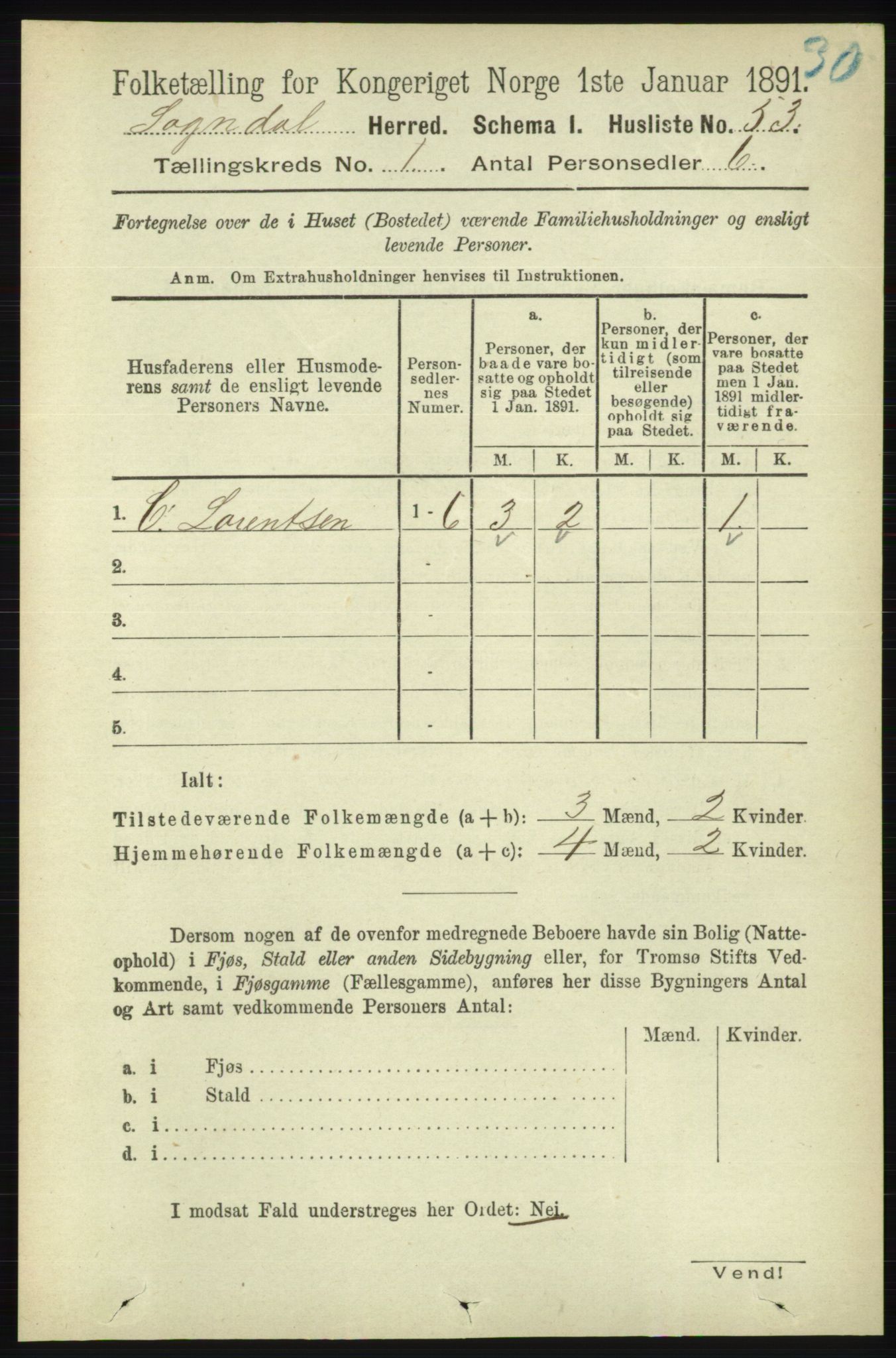 RA, 1891 census for 1111 Sokndal, 1891, p. 79