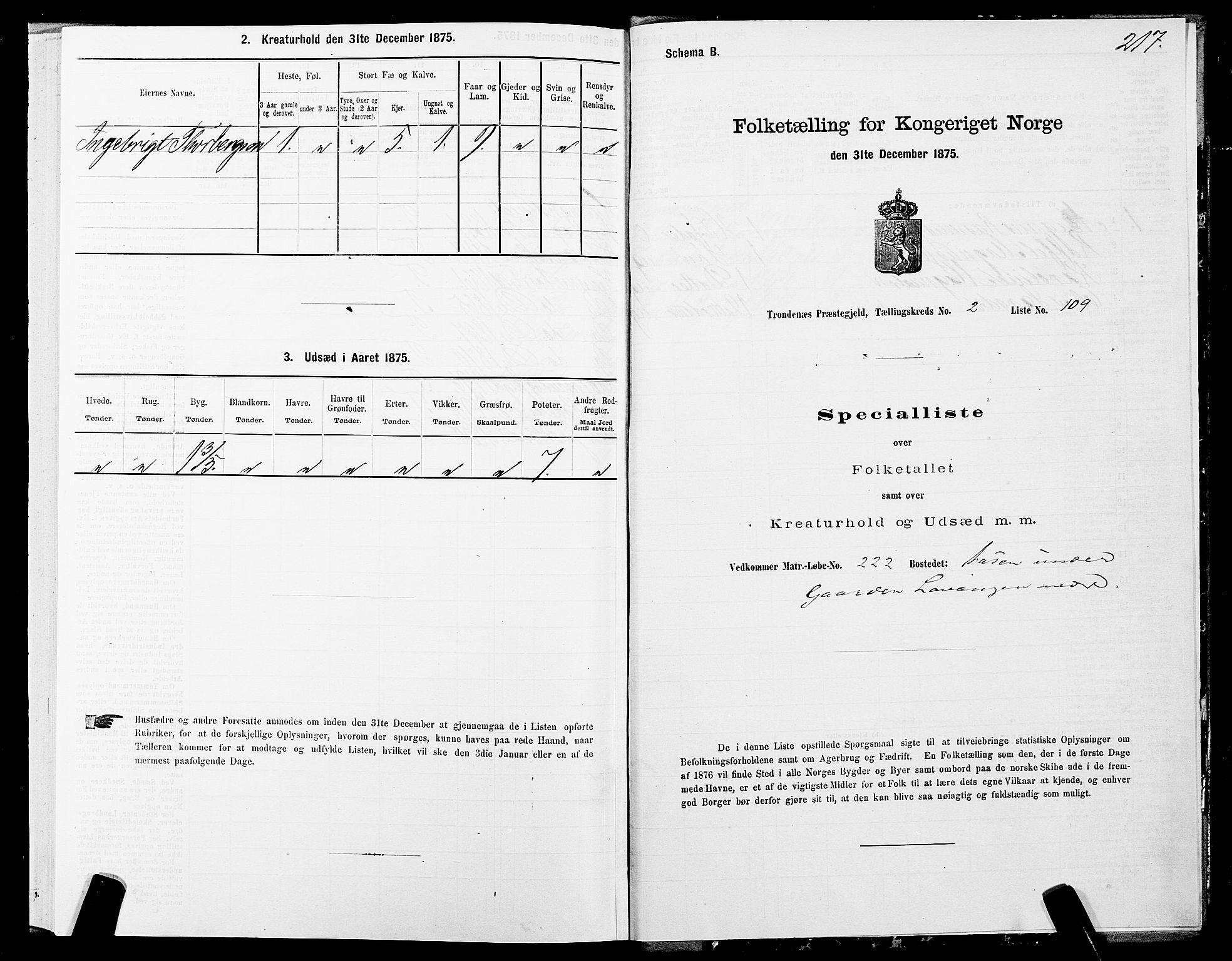 SATØ, 1875 census for 1914P Trondenes, 1875, p. 2217