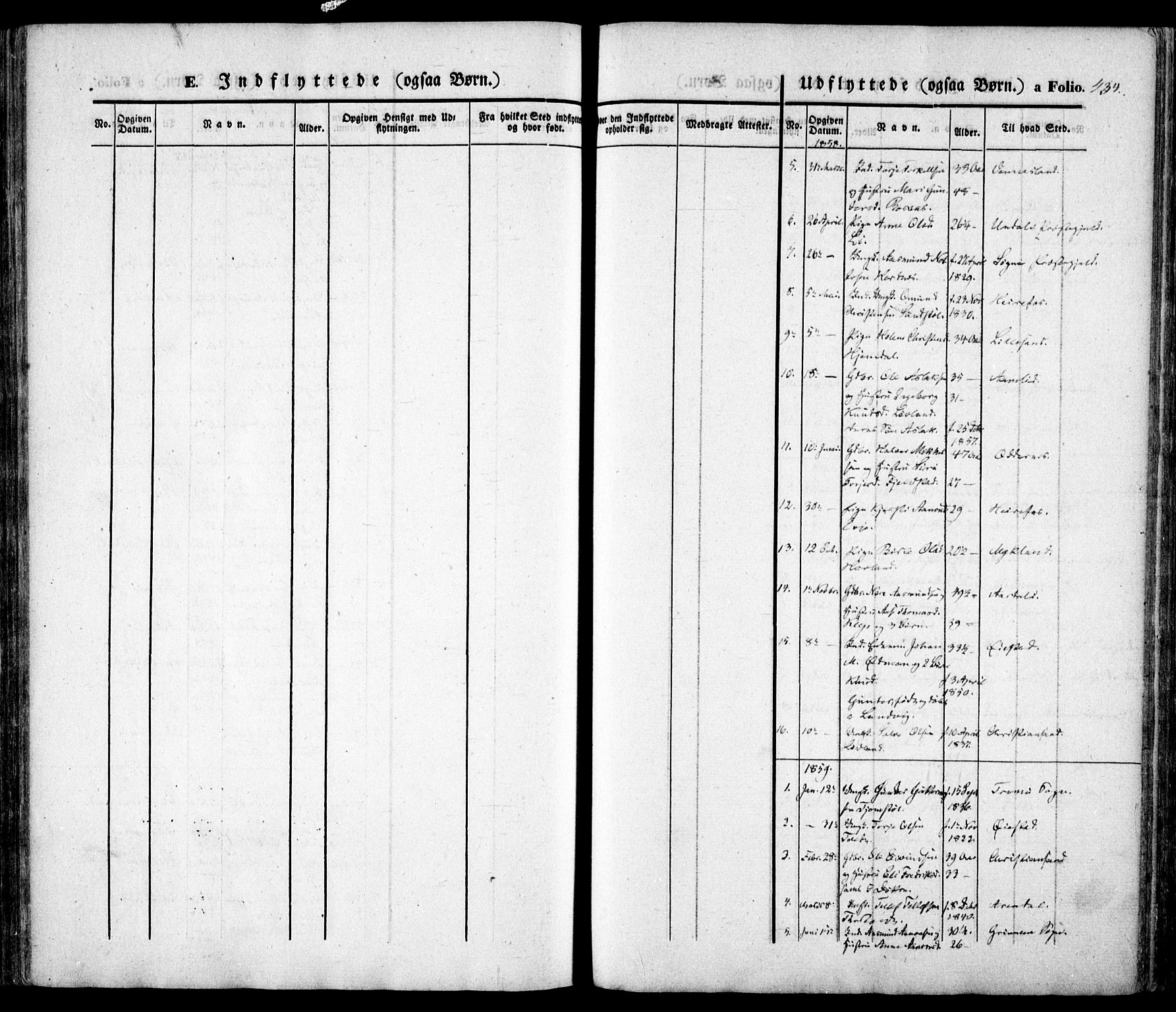 Evje sokneprestkontor, SAK/1111-0008/F/Fa/Faa/L0005: Parish register (official) no. A 5, 1843-1865, p. 434