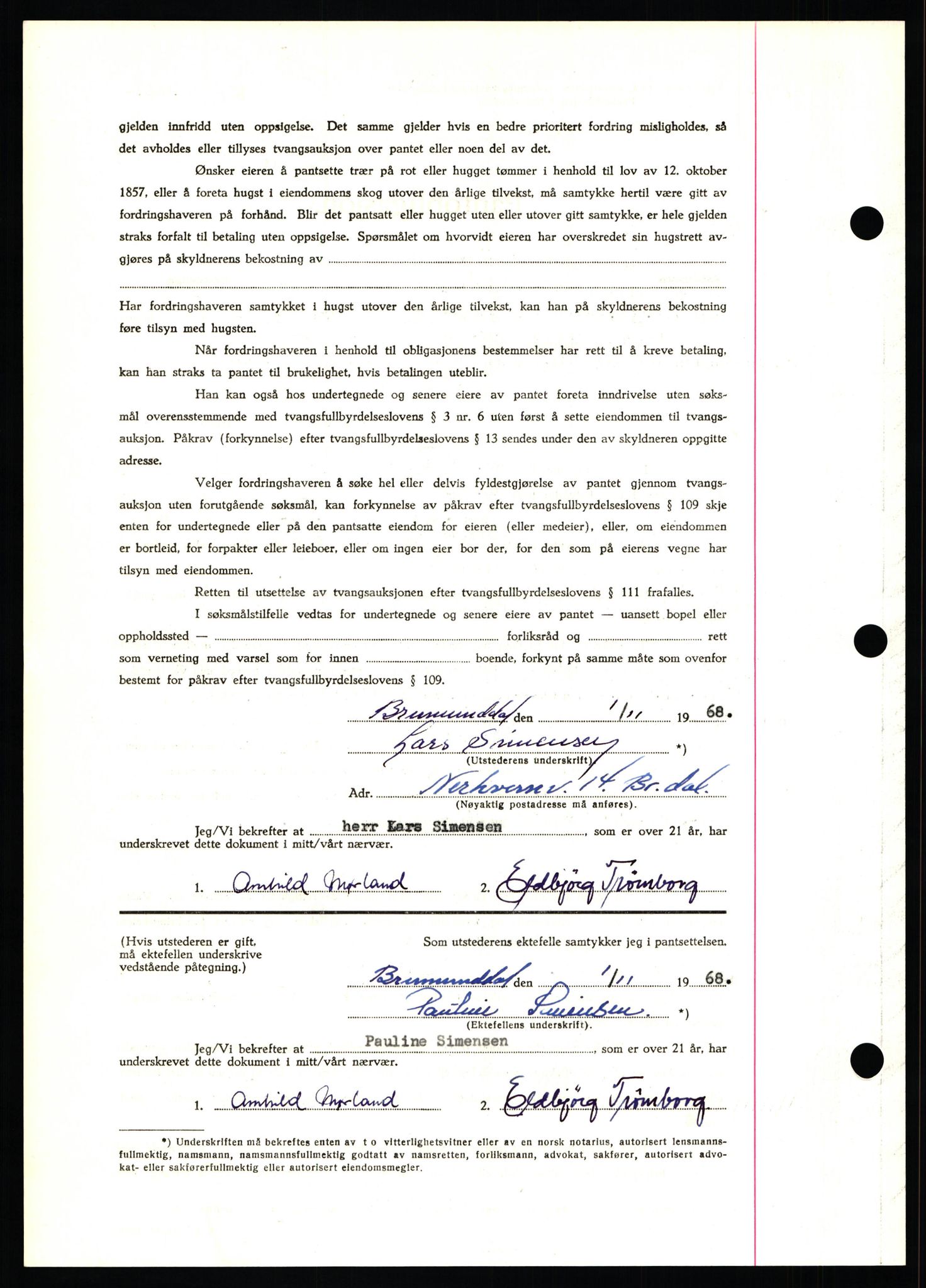 Nord-Hedmark sorenskriveri, AV/SAH-TING-012/H/Hb/Hbf/L0077: Mortgage book no. B77, 1968-1969, Diary no: : 6812/1968