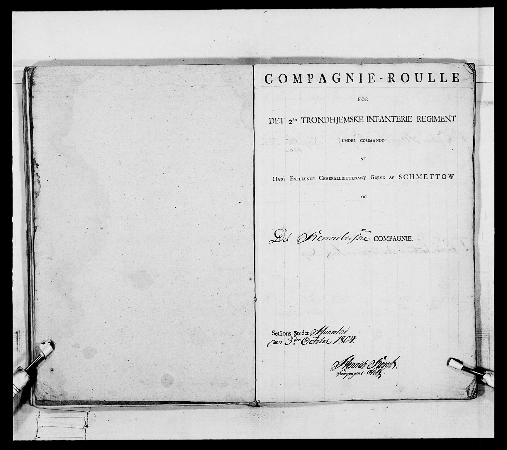 Generalitets- og kommissariatskollegiet, Det kongelige norske kommissariatskollegium, RA/EA-5420/E/Eh/L0082: 2. Trondheimske nasjonale infanteriregiment, 1804, p. 100