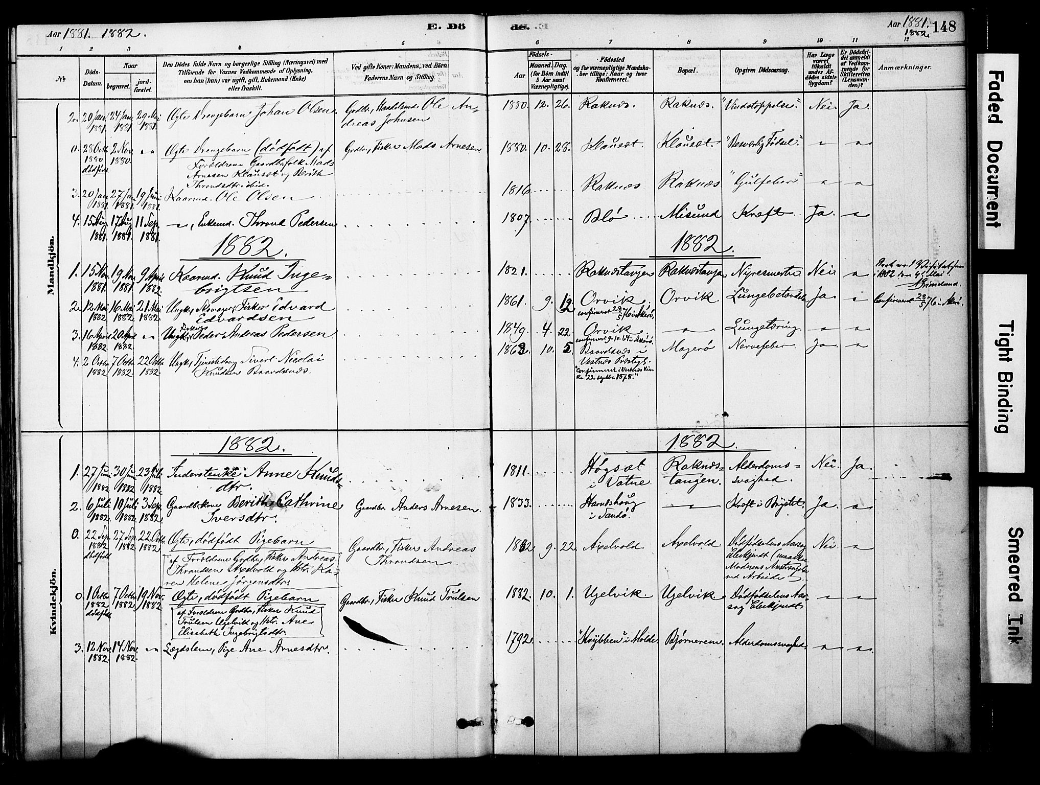 Ministerialprotokoller, klokkerbøker og fødselsregistre - Møre og Romsdal, AV/SAT-A-1454/563/L0736: Parish register (official) no. 563A01, 1878-1903, p. 148