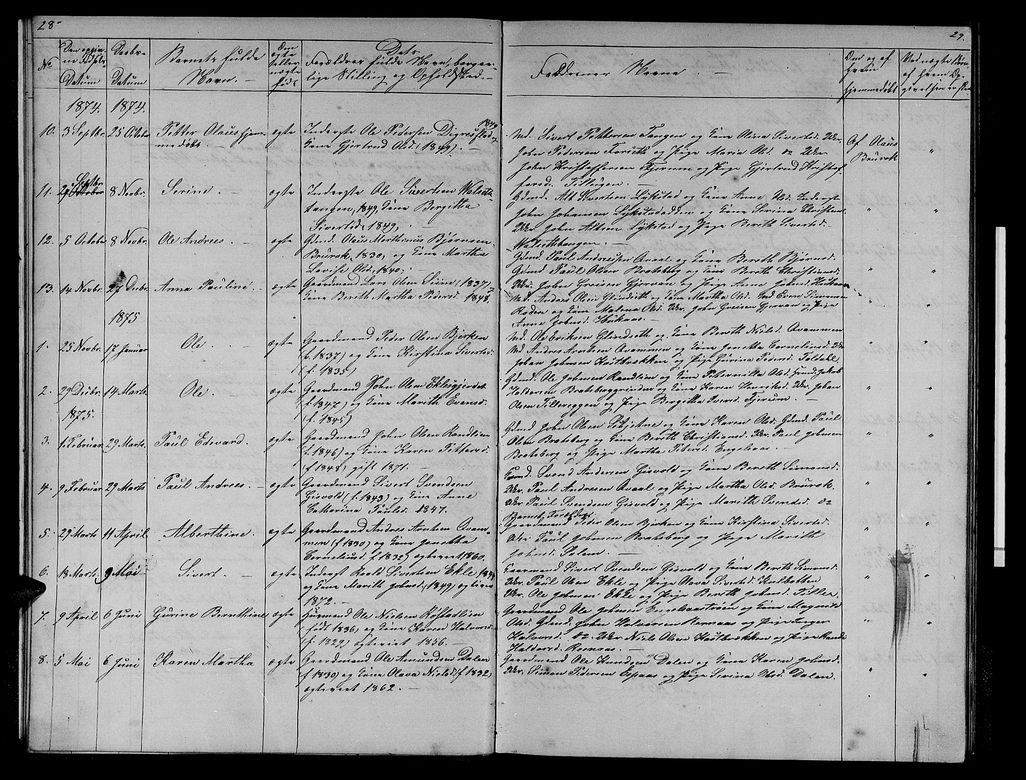Ministerialprotokoller, klokkerbøker og fødselsregistre - Sør-Trøndelag, SAT/A-1456/608/L0340: Parish register (copy) no. 608C06, 1864-1889, p. 28-29