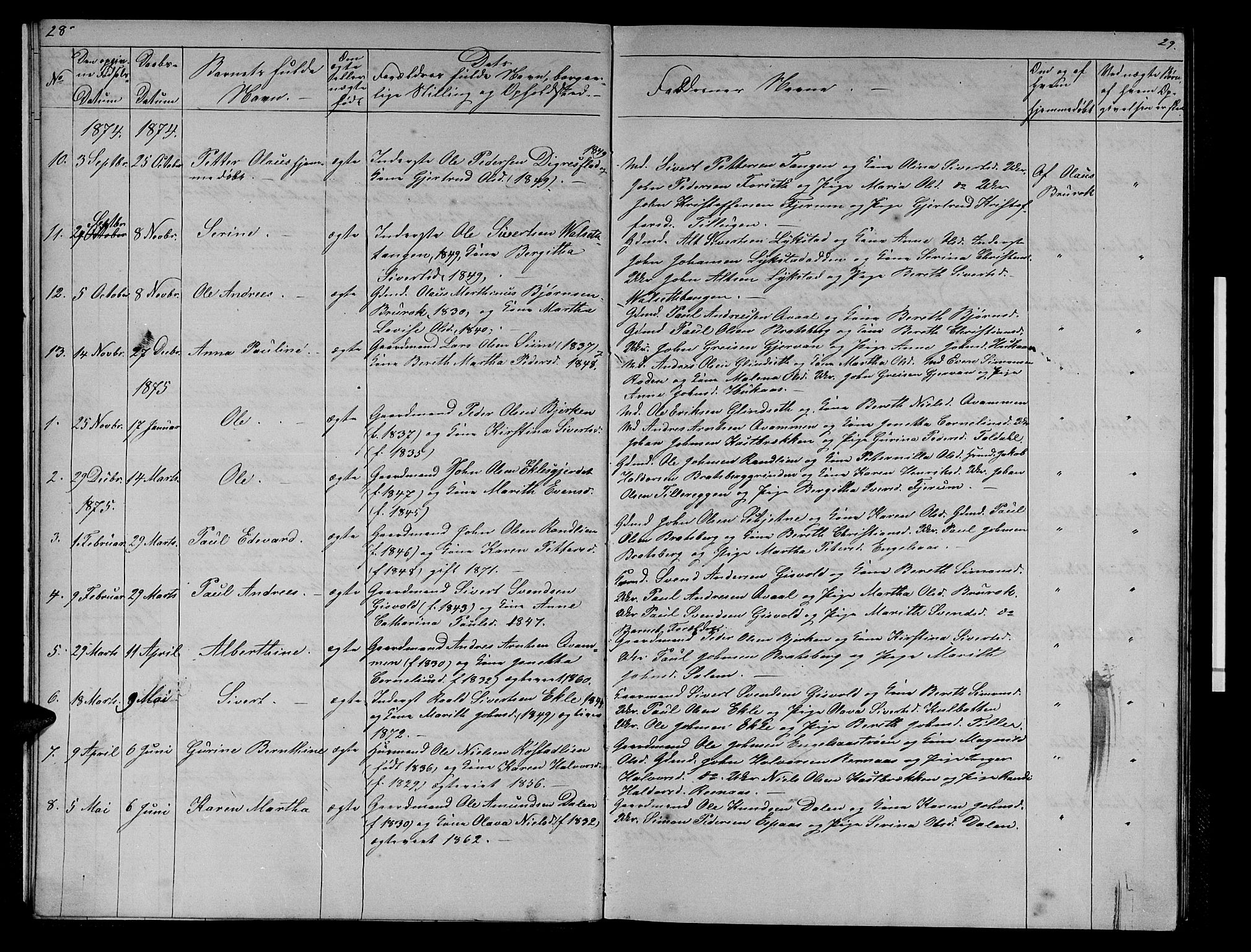 Ministerialprotokoller, klokkerbøker og fødselsregistre - Sør-Trøndelag, AV/SAT-A-1456/608/L0340: Parish register (copy) no. 608C06, 1864-1889, p. 28-29