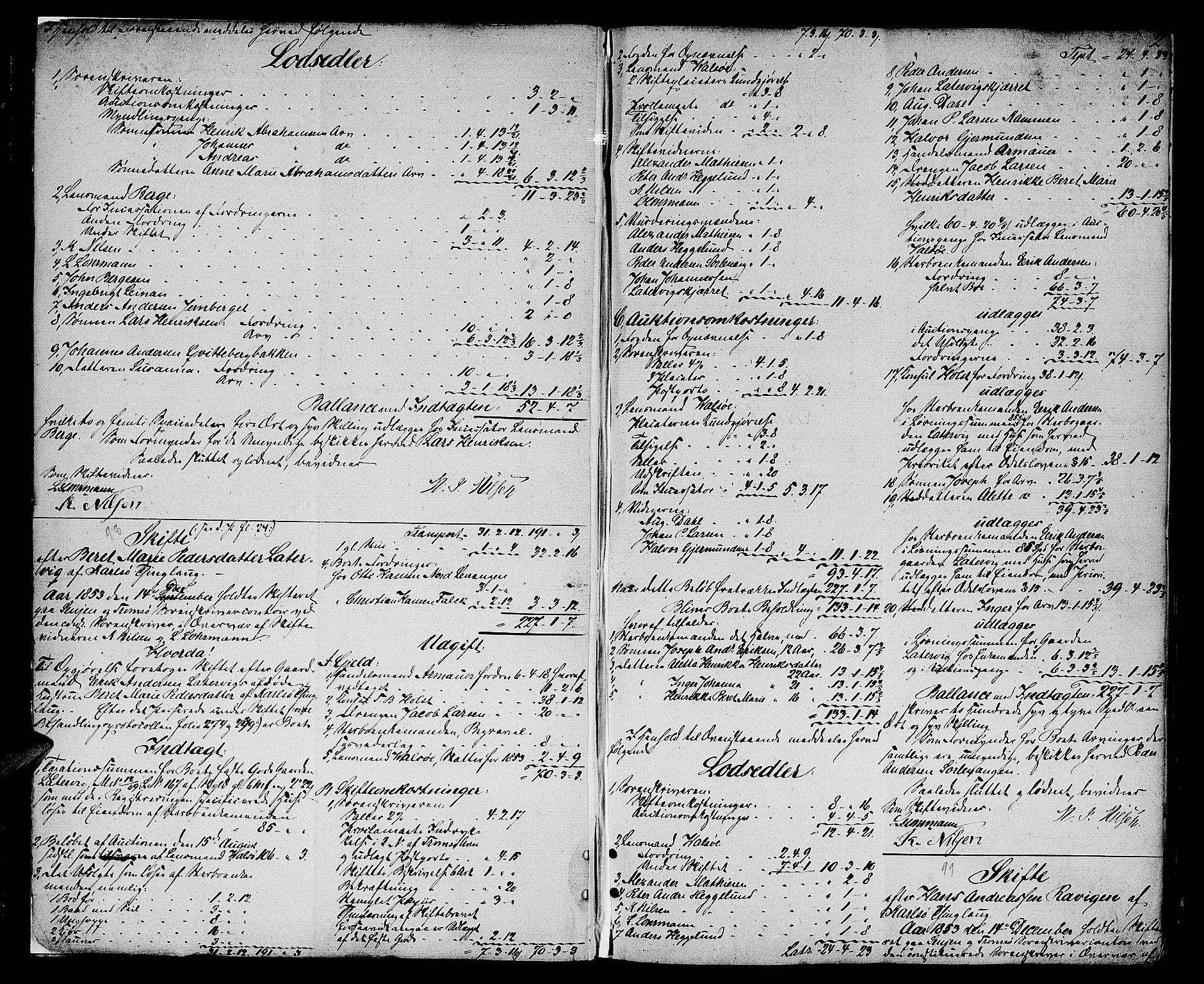 Tromsø sorenskriveri 1855-, AV/SATØ-S-0050/H/Hg/L0313: Skifteutlodningsprotokoller - med registre, 1853-1866, p. 1b-2a