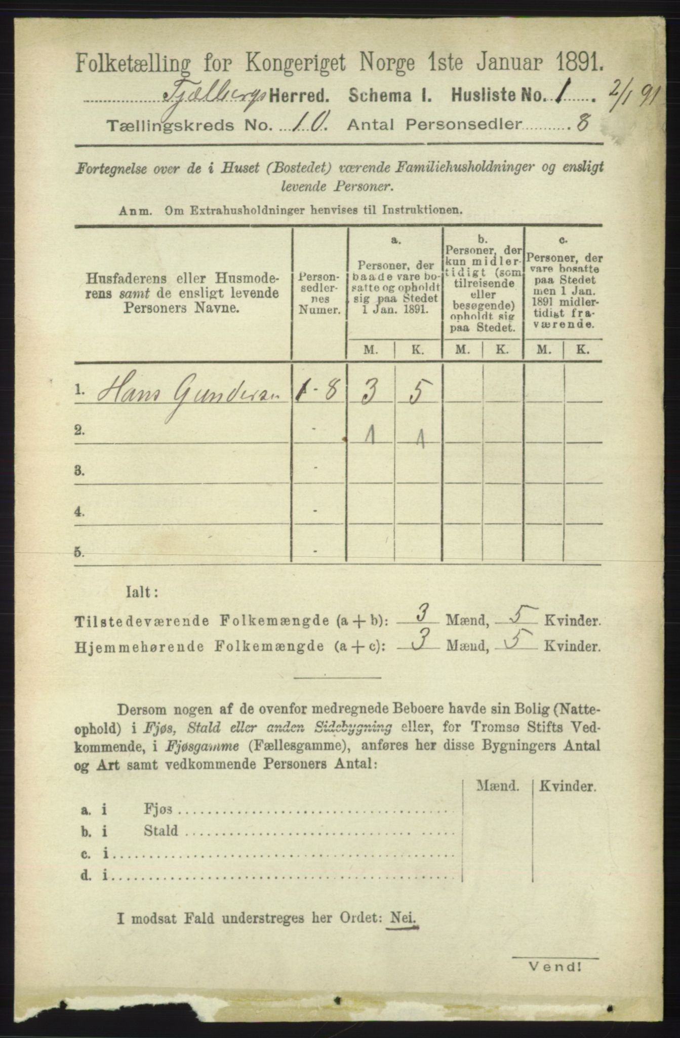 RA, 1891 census for 1213 Fjelberg, 1891, p. 3735