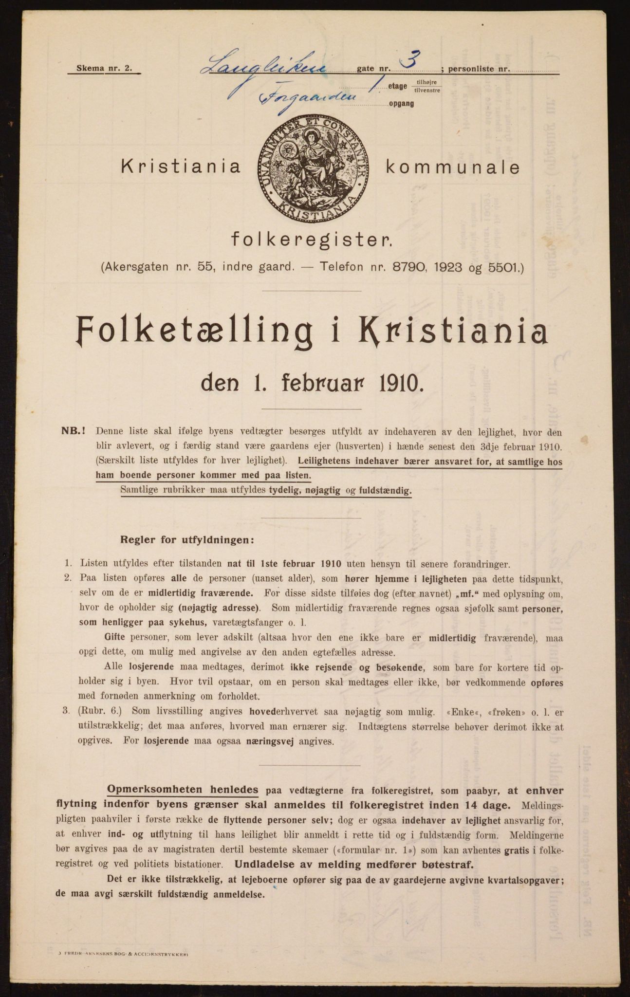 OBA, Municipal Census 1910 for Kristiania, 1910, p. 54905