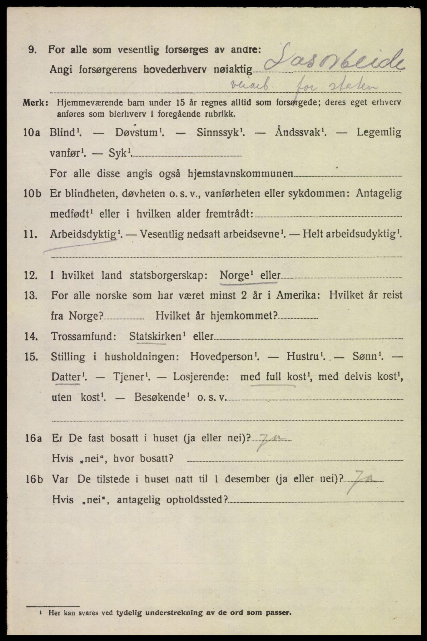 SAK, 1920 census for Kvinesdal, 1920, p. 4888