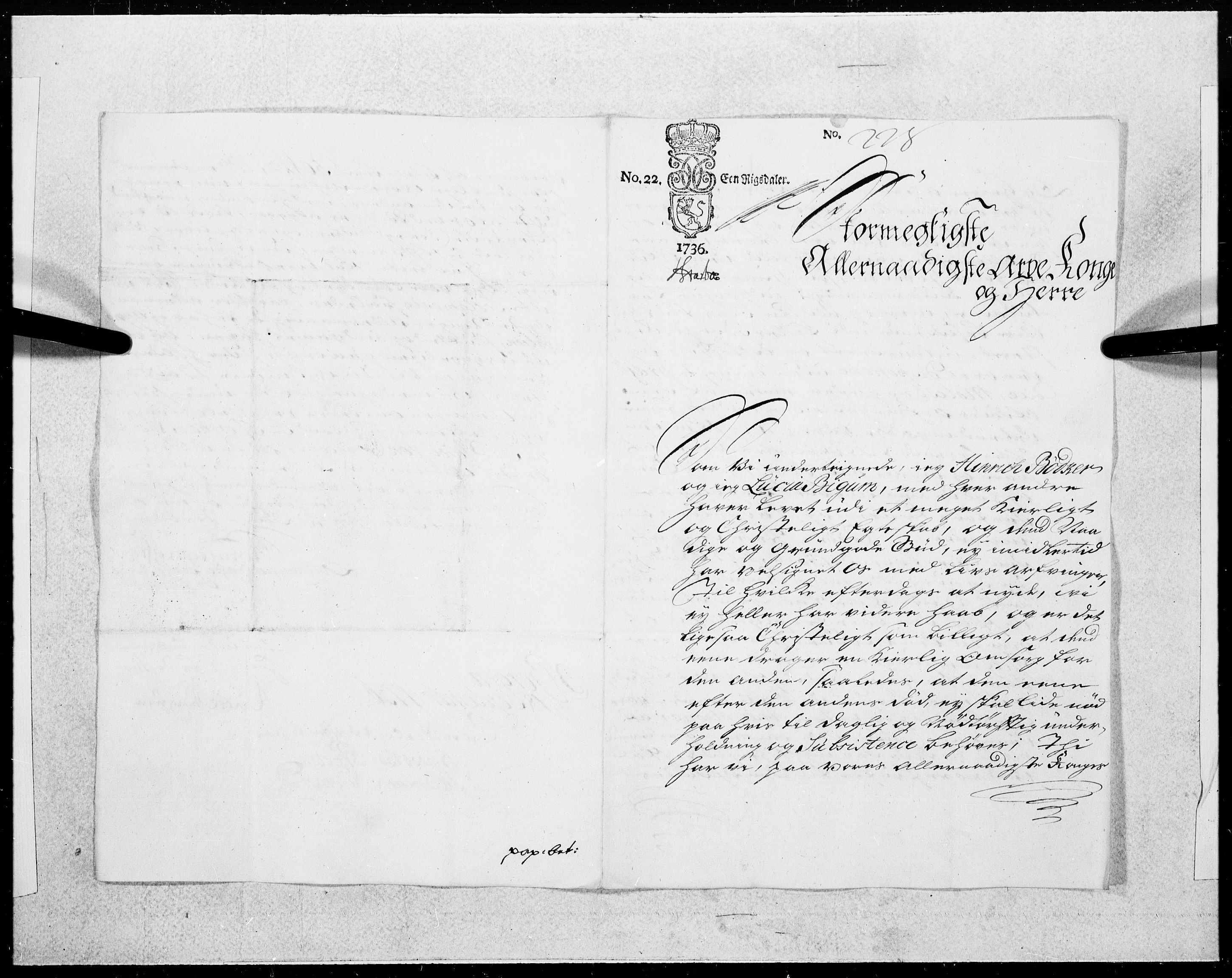 Danske Kanselli 1572-1799, AV/RA-EA-3023/F/Fc/Fcc/Fcca/L0123: Norske innlegg 1572-1799, 1736, p. 417