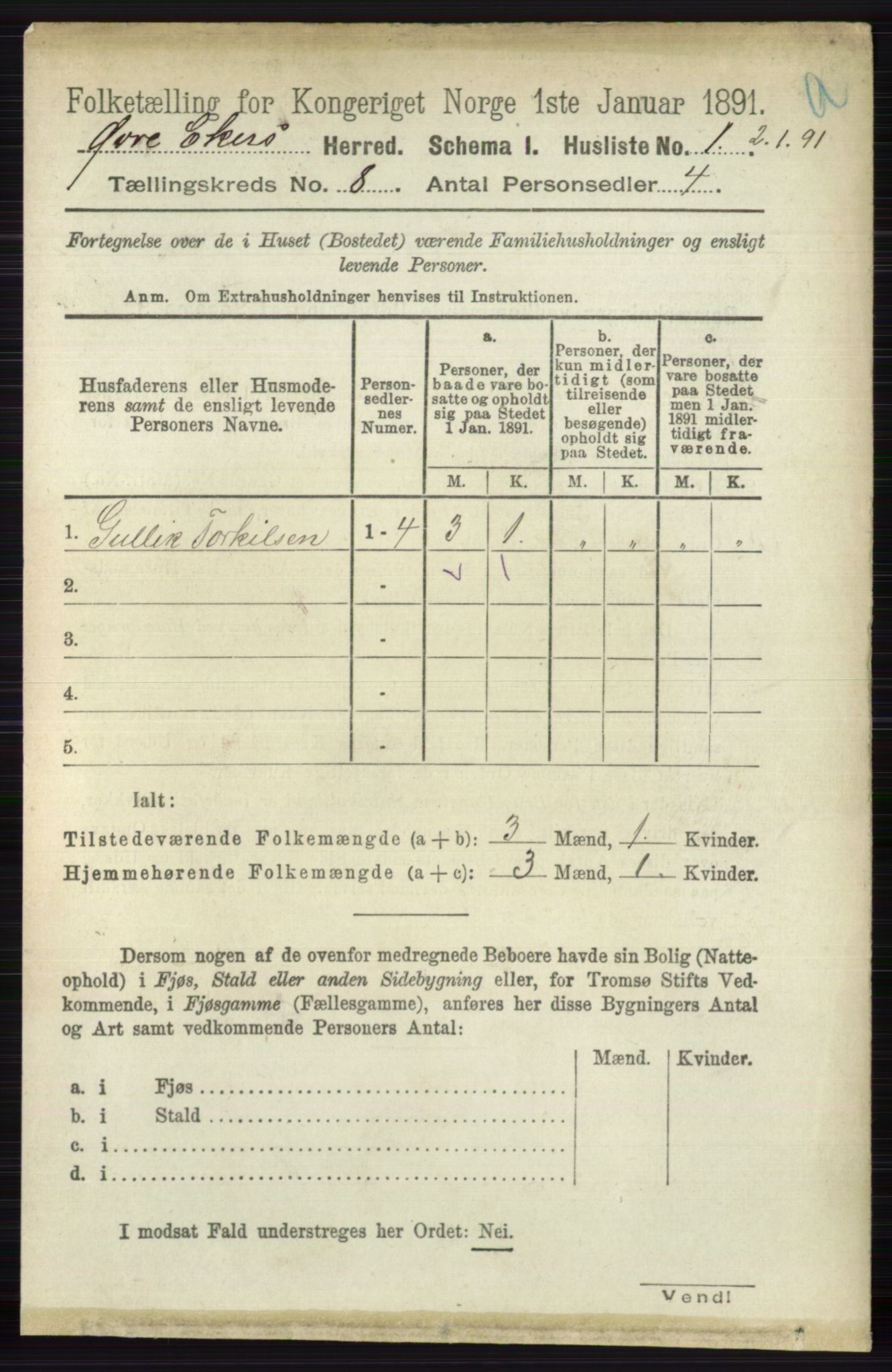 RA, 1891 census for 0624 Øvre Eiker, 1891, p. 3168