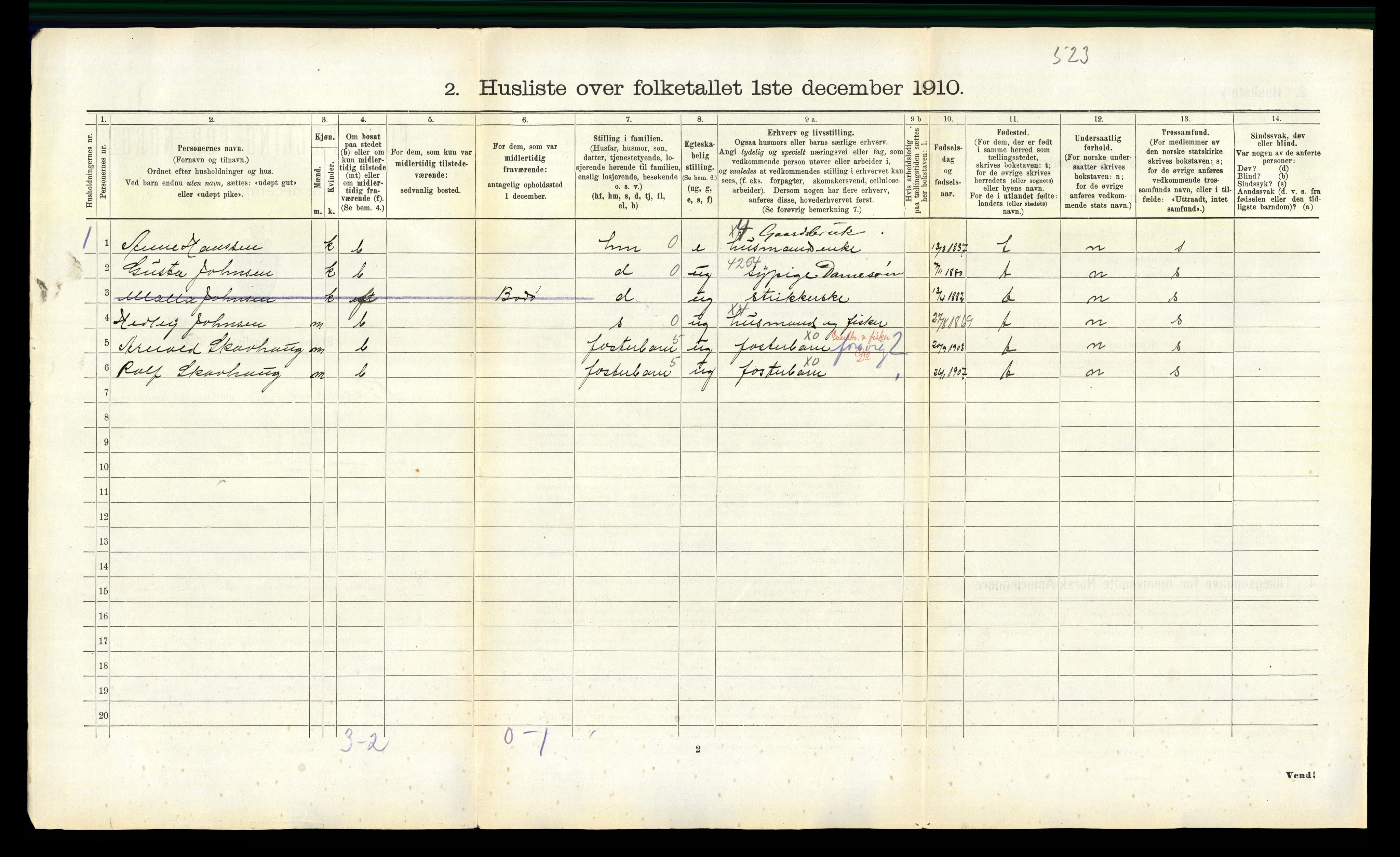 RA, 1910 census for Beiarn, 1910, p. 202