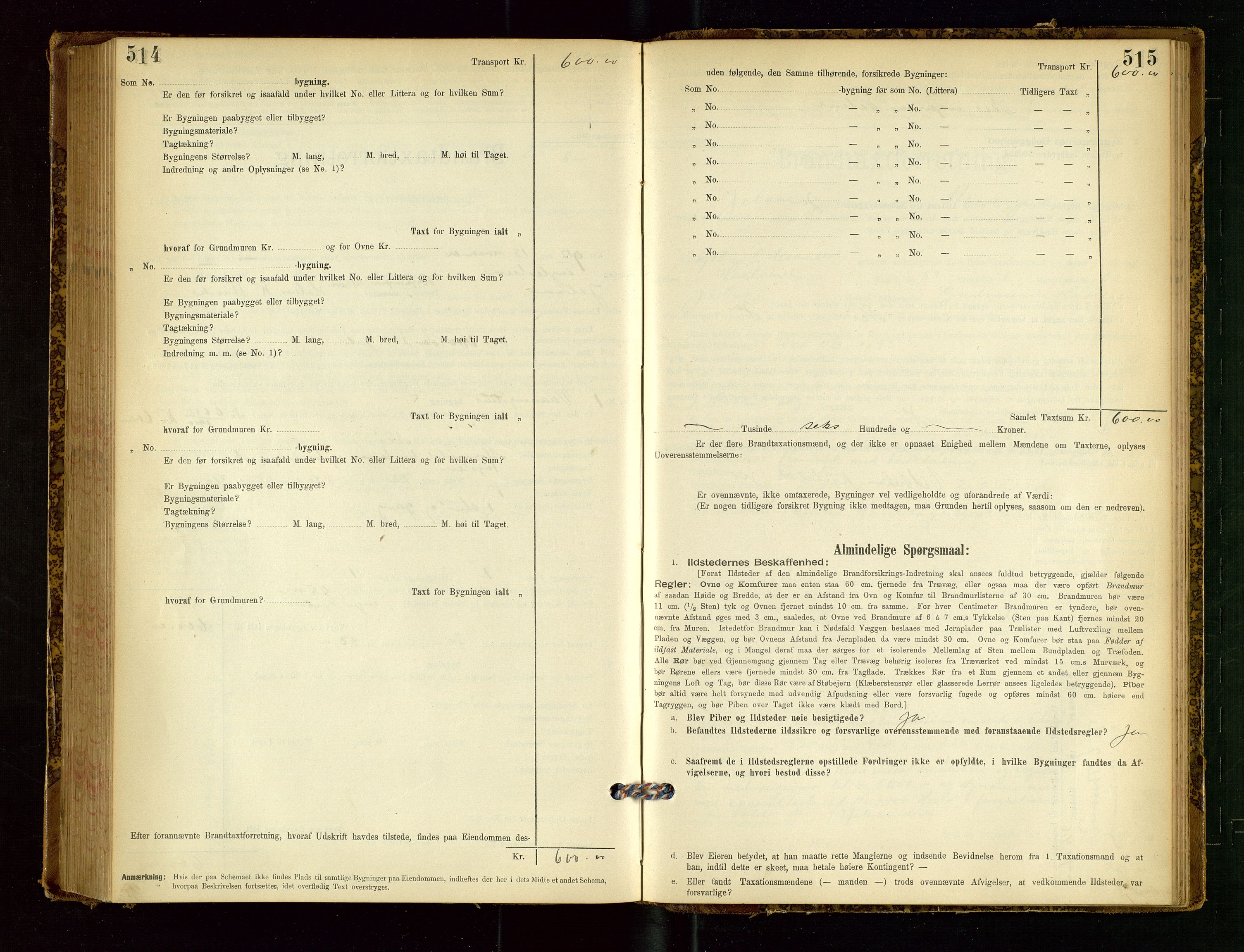 Jelsa lensmannskontor, SAST/A-100360/Gob/L0001: "Brandtaxationsprotocol", 1895-1918, p. 514-515