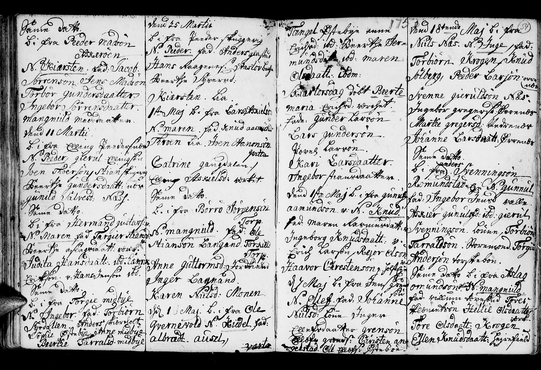 Holt sokneprestkontor, SAK/1111-0021/F/Fb/L0005: Parish register (copy) no. B 5, 1746-1764, p. 54