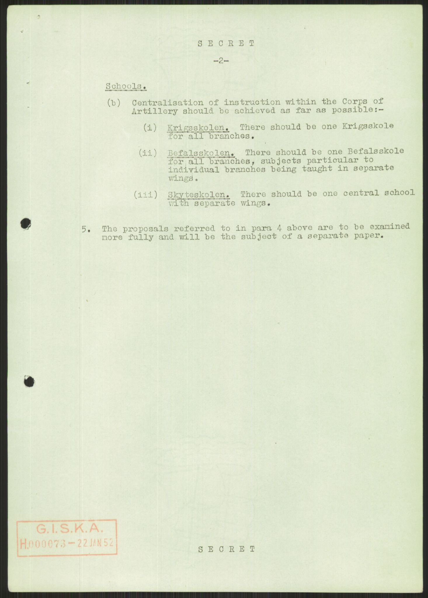 Forsvaret, Generalinspektør og sjefen for Kystartilleriet, AV/RA-RAFA-2045/D/Da/L0028: ORGANISASJON, 1952, p. 7
