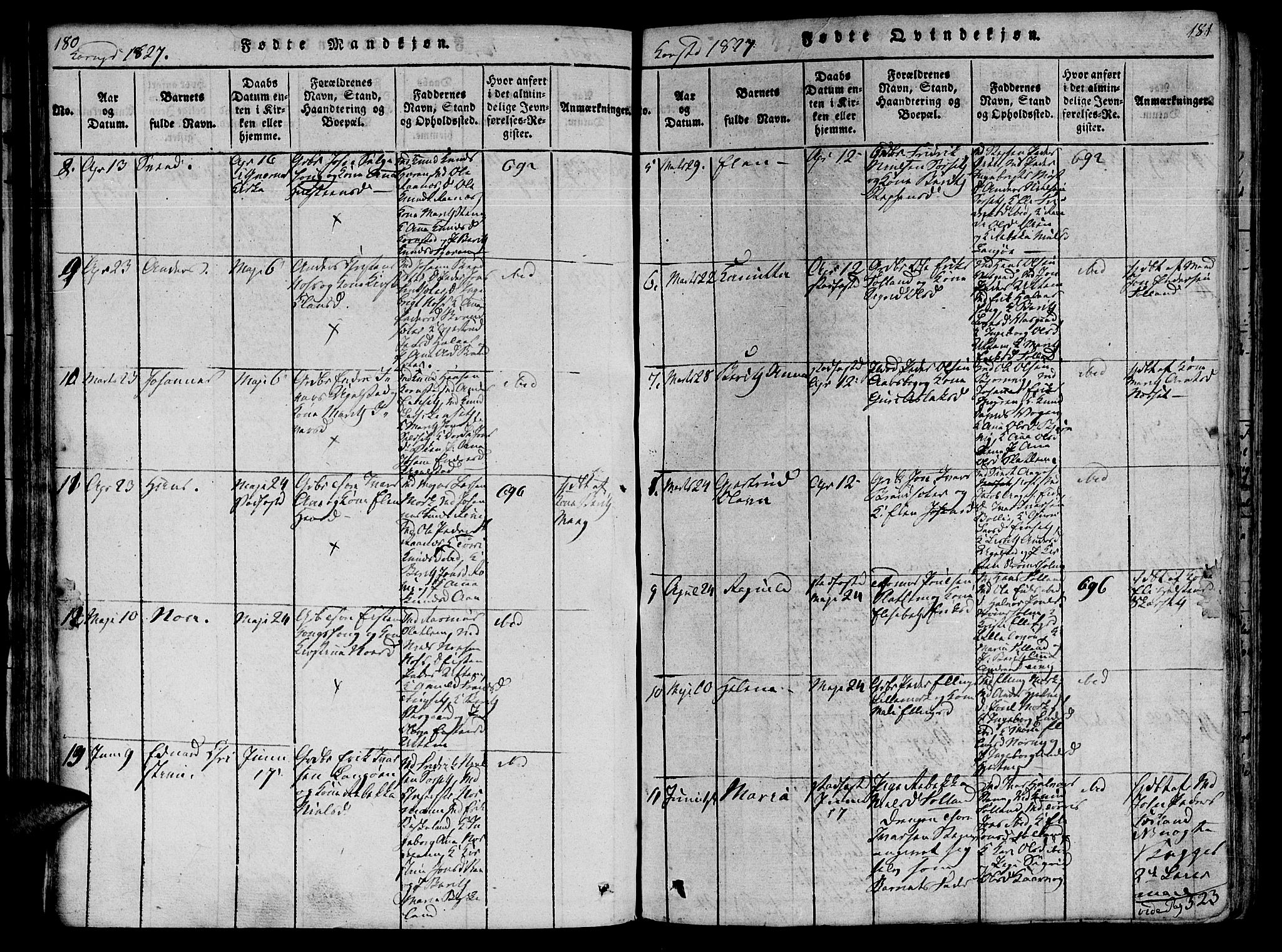 Ministerialprotokoller, klokkerbøker og fødselsregistre - Møre og Romsdal, AV/SAT-A-1454/568/L0800: Parish register (official) no. 568A09 /3, 1820-1830, p. 180-181