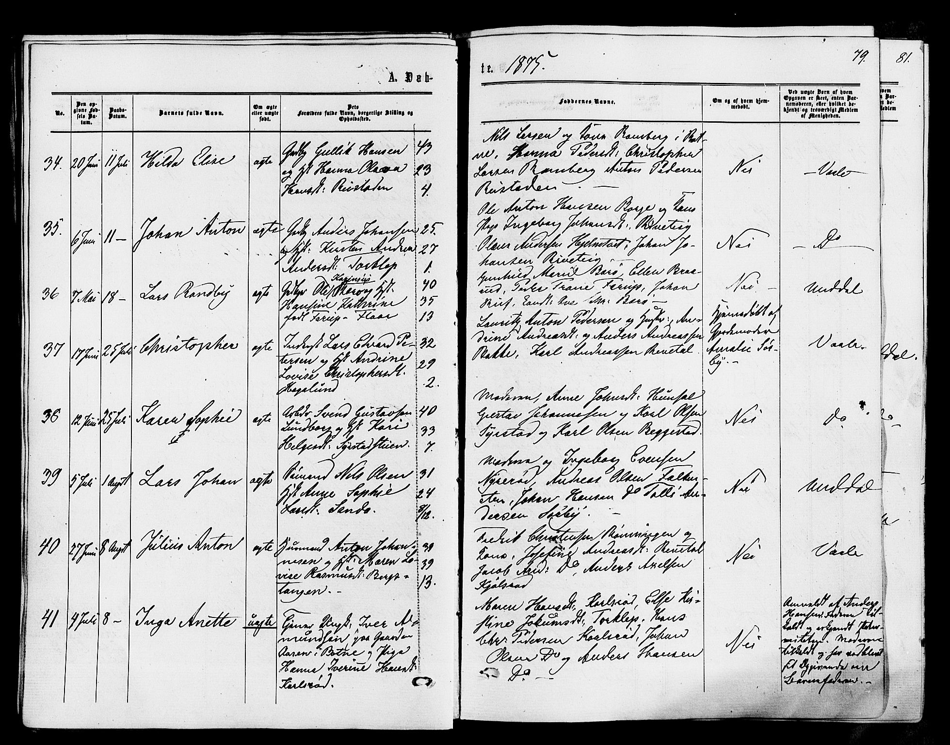 Våle kirkebøker, SAKO/A-334/F/Fa/L0010: Parish register (official) no. I 10, 1861-1877, p. 79