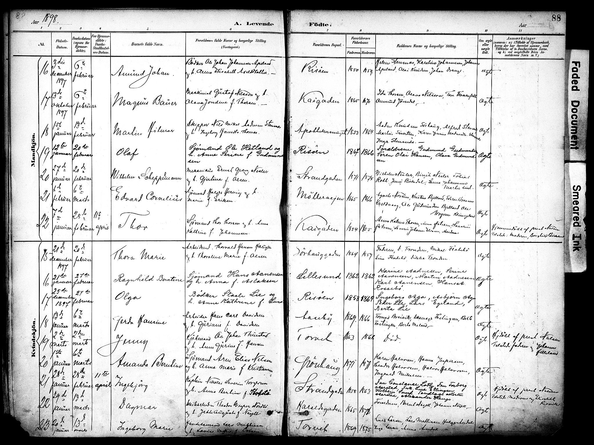 Haugesund sokneprestkontor, AV/SAST-A -101863/H/Ha/Haa/L0006: Parish register (official) no. A 6, 1891-1907, p. 88