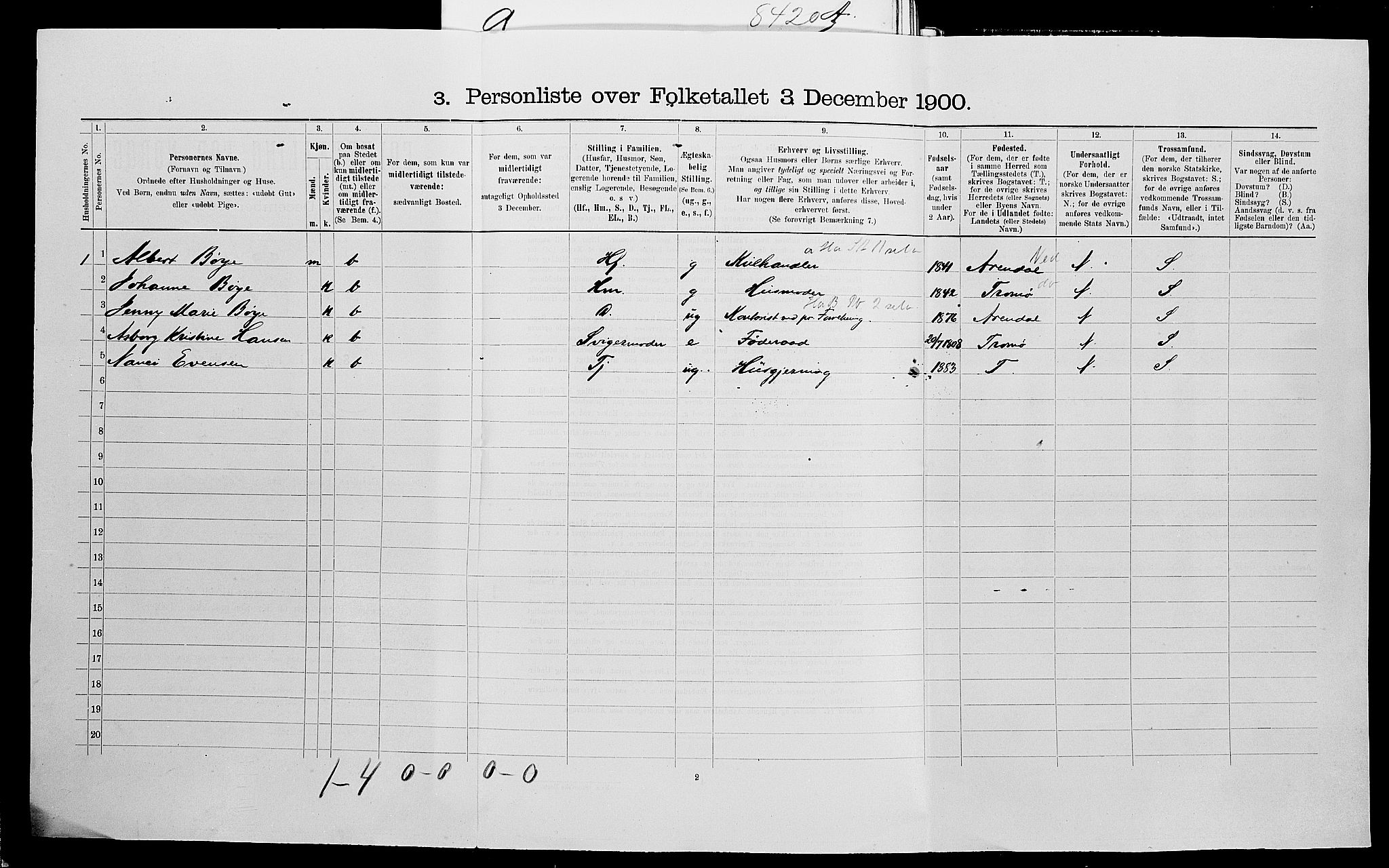 SAK, 1900 census for Barbu, 1900, p. 1082