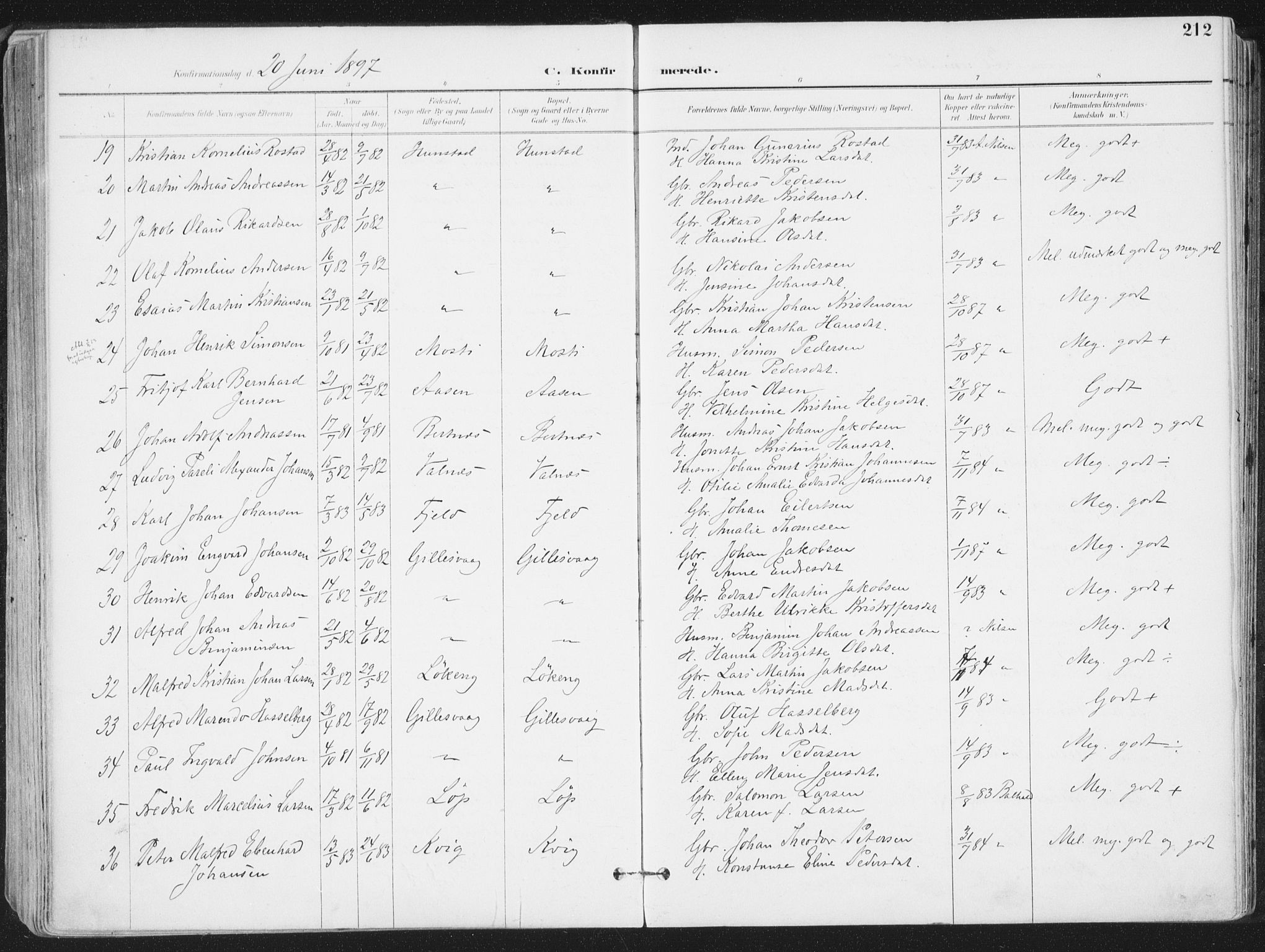 Ministerialprotokoller, klokkerbøker og fødselsregistre - Nordland, AV/SAT-A-1459/802/L0055: Parish register (official) no. 802A02, 1894-1915, p. 212