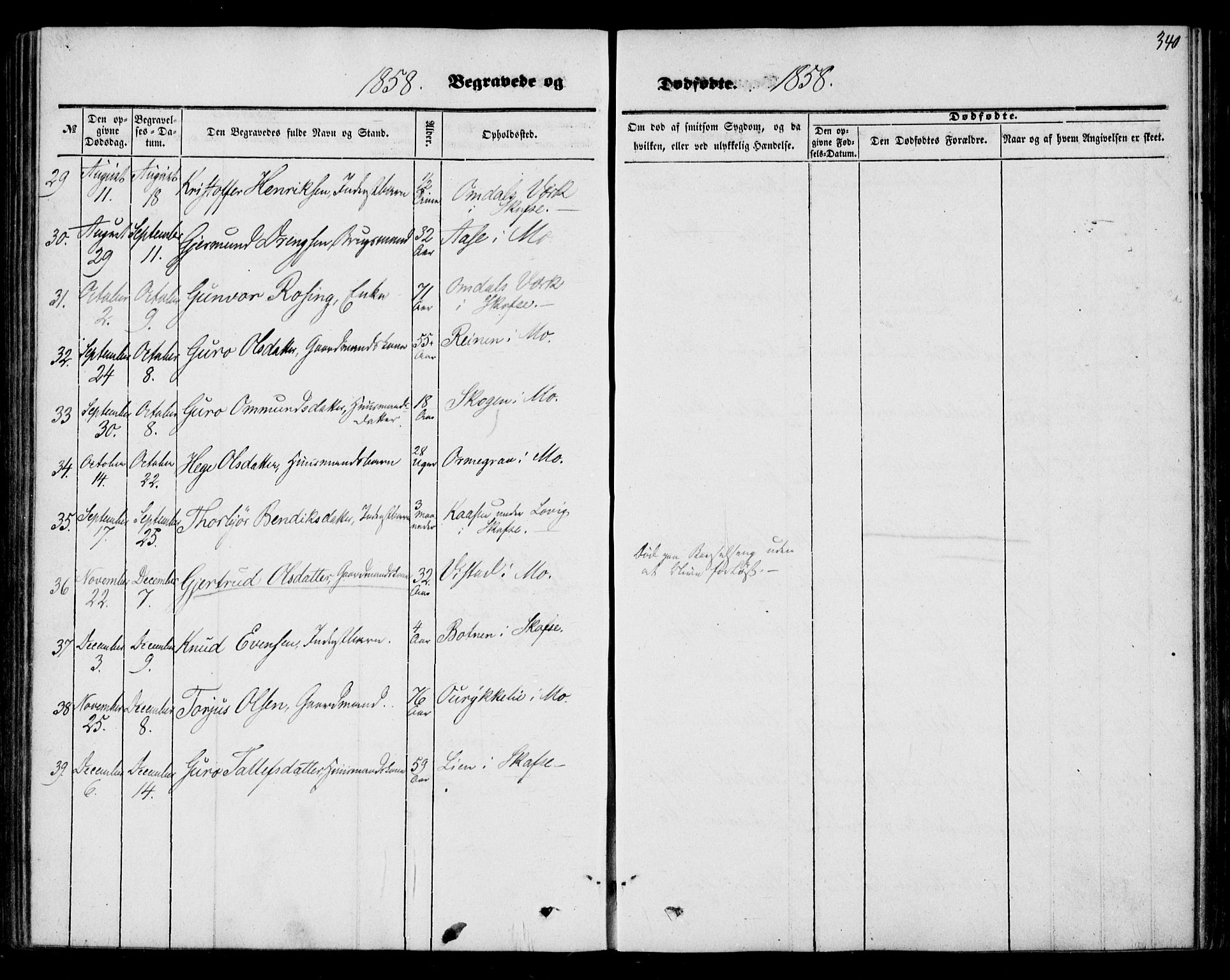 Mo kirkebøker, SAKO/A-286/F/Fa/L0005: Parish register (official) no. I 5, 1844-1864, p. 340