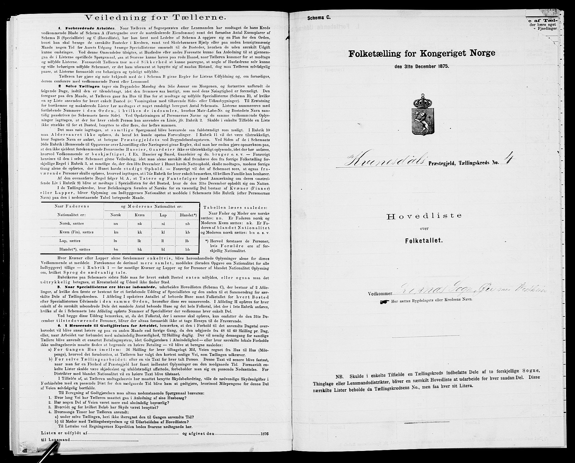 SAK, 1875 census for 1037P Kvinesdal, 1875, p. 61