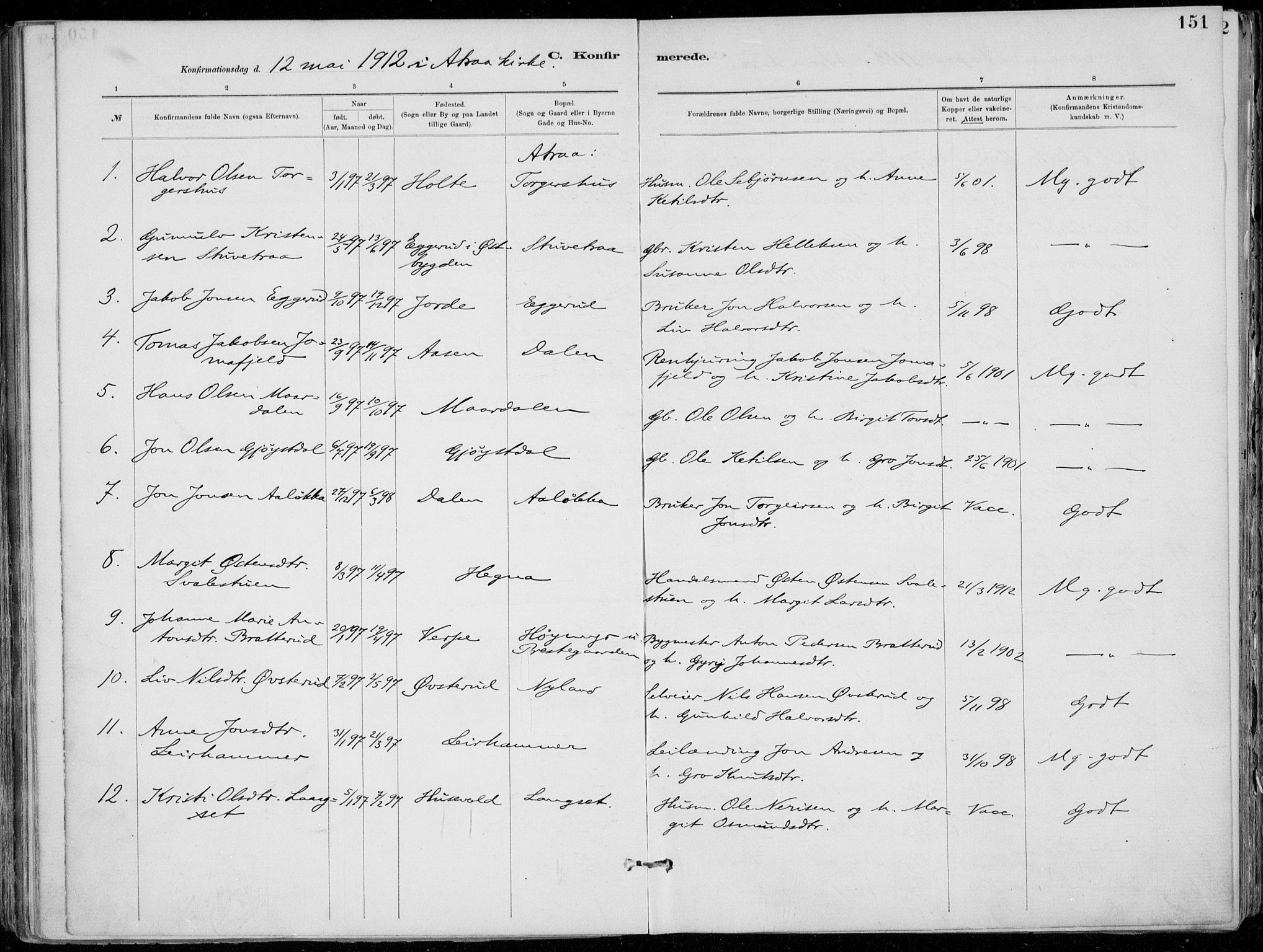 Tinn kirkebøker, AV/SAKO-A-308/F/Fa/L0007: Parish register (official) no. I 7, 1878-1922, p. 151