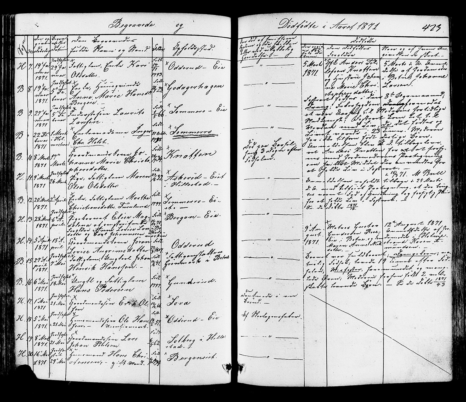 Botne kirkebøker, AV/SAKO-A-340/F/Fa/L0006: Parish register (official) no. I 6, 1836-1877, p. 423