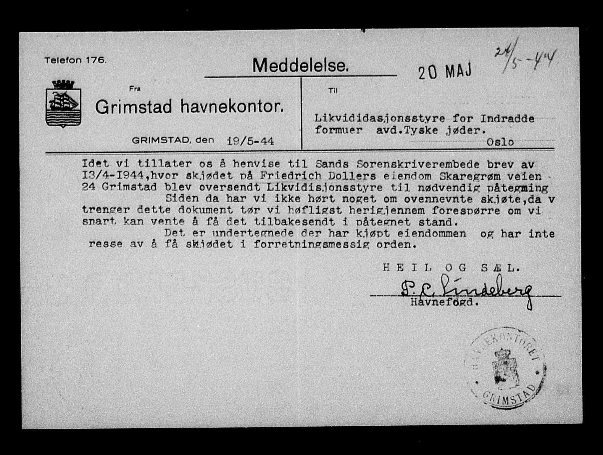 Justisdepartementet, Tilbakeføringskontoret for inndratte formuer, AV/RA-S-1564/H/Hc/Hcd/L0993: --, 1945-1947, p. 341