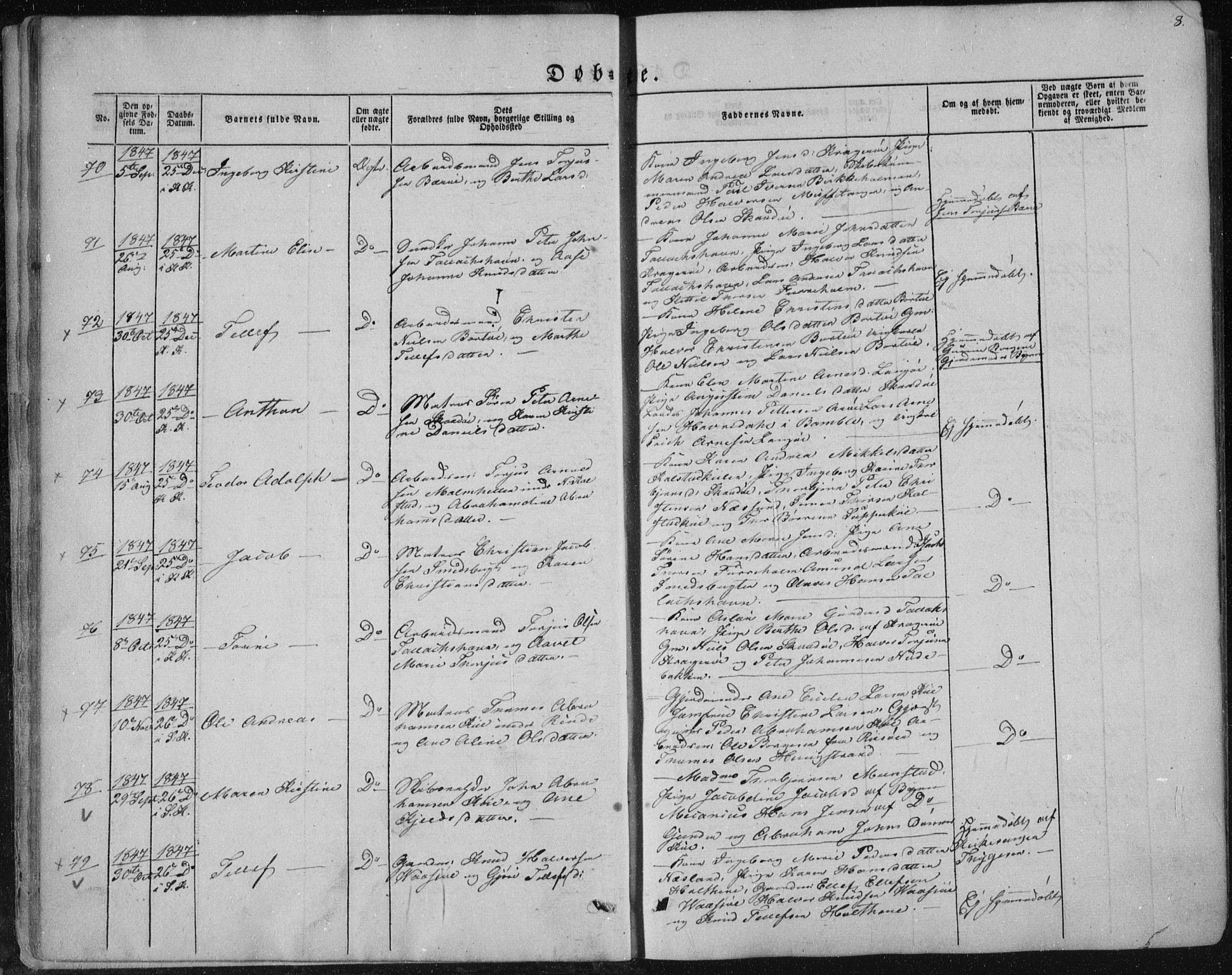 Sannidal kirkebøker, AV/SAKO-A-296/F/Fa/L0008: Parish register (official) no. 8, 1847-1862, p. 8