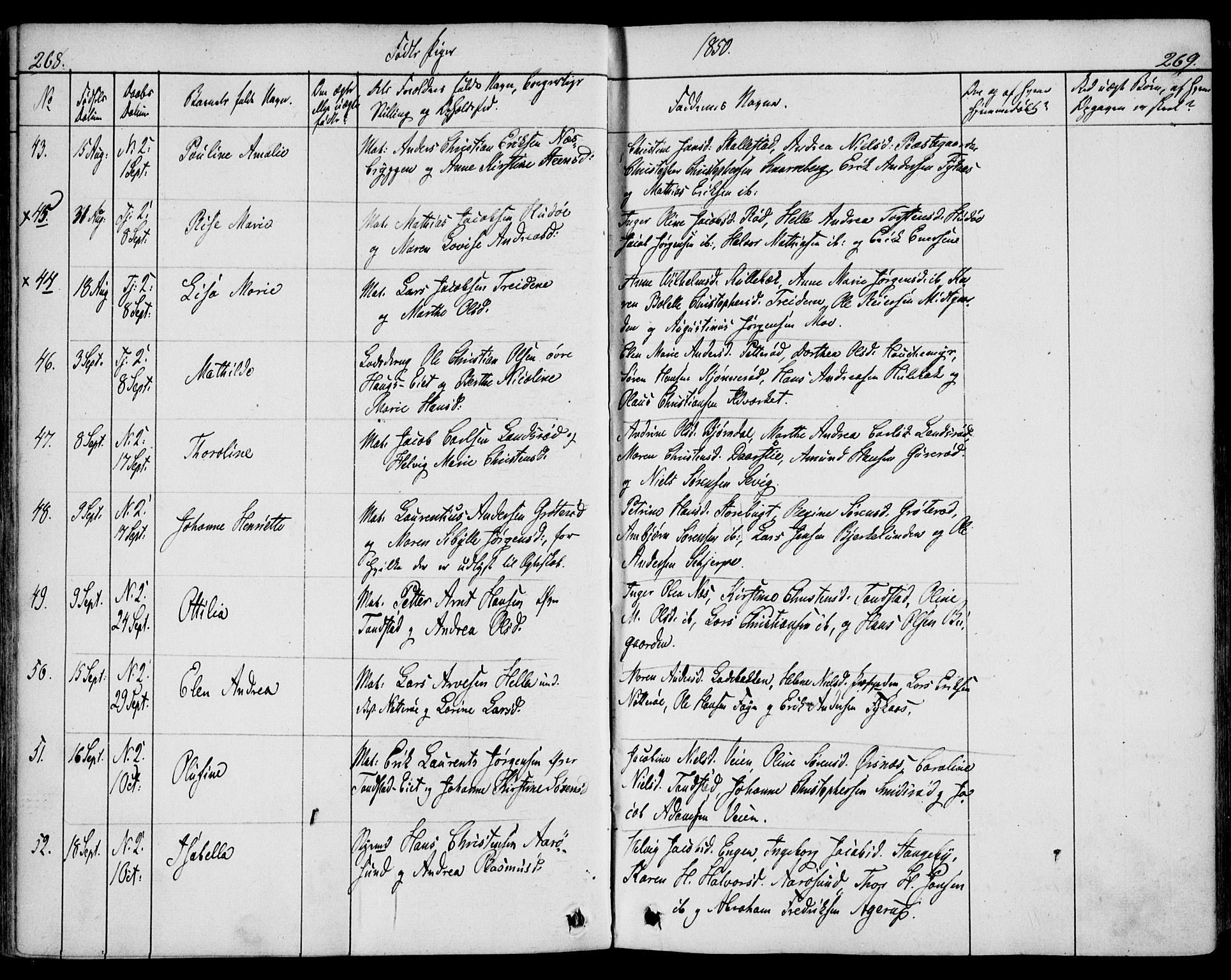 Nøtterøy kirkebøker, AV/SAKO-A-354/F/Fa/L0005: Parish register (official) no. I 5, 1839-1852, p. 268-269