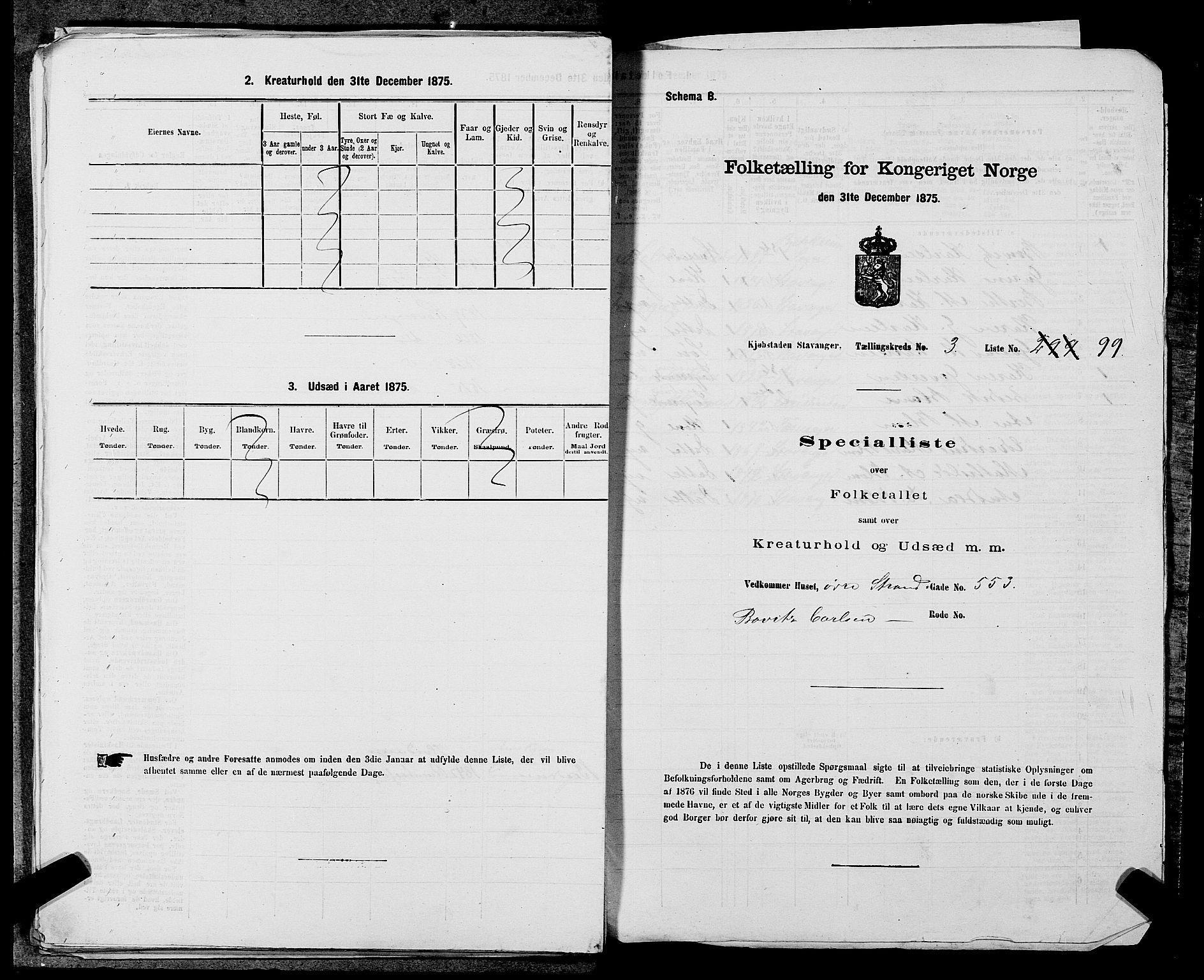 SAST, 1875 census for 1103 Stavanger, 1875, p. 637