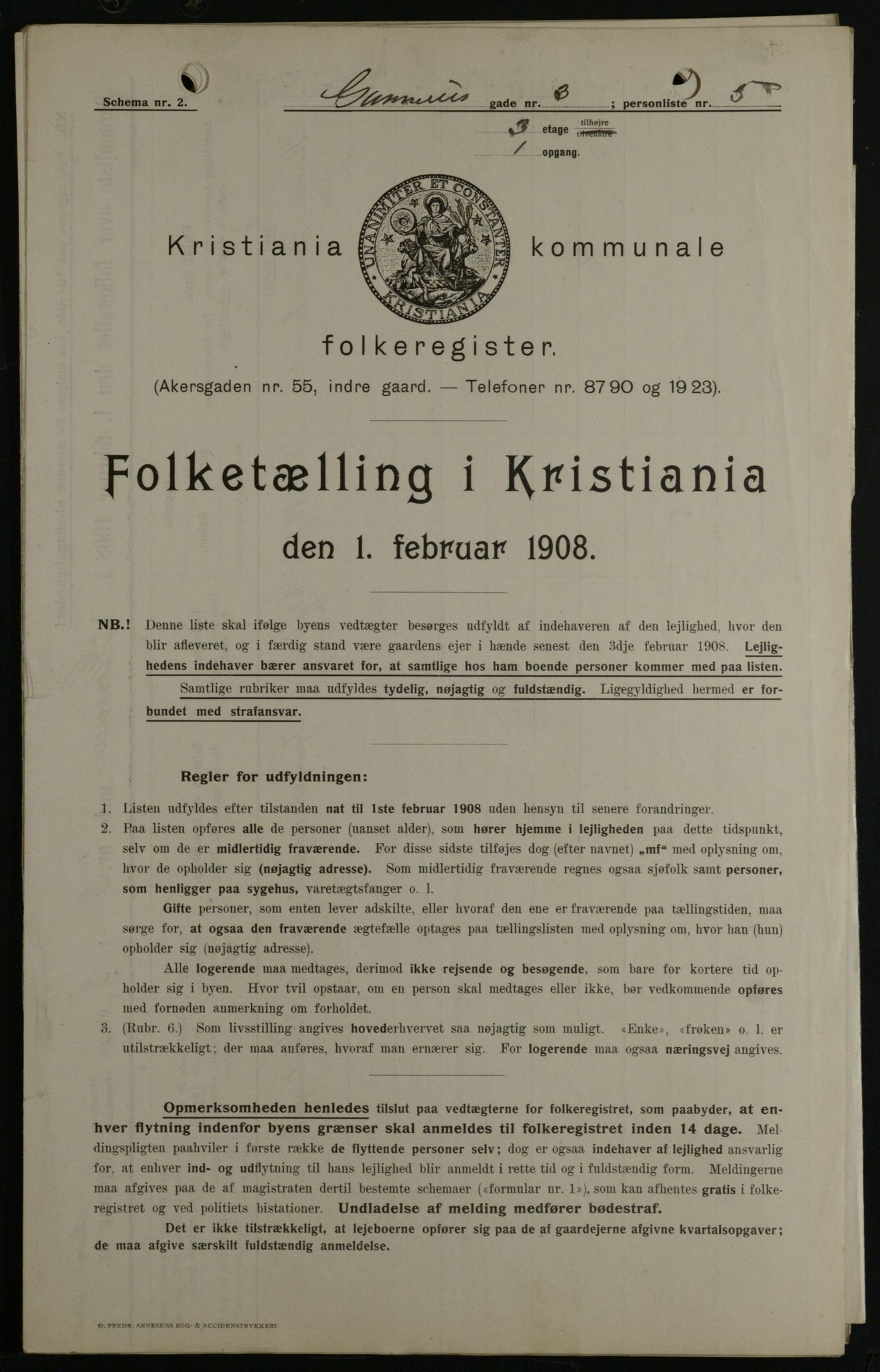 OBA, Municipal Census 1908 for Kristiania, 1908, p. 5112