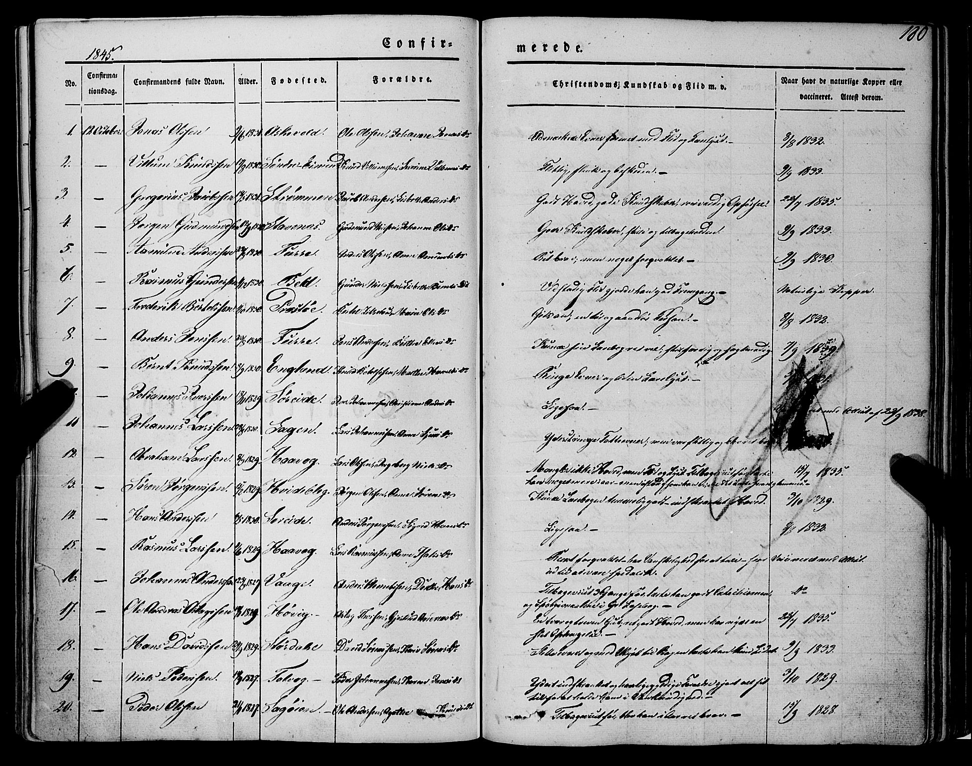 Askvoll sokneprestembete, AV/SAB-A-79501/H/Haa/Haaa/L0011/0001: Parish register (official) no. A 11 I, 1845-1864, p. 180