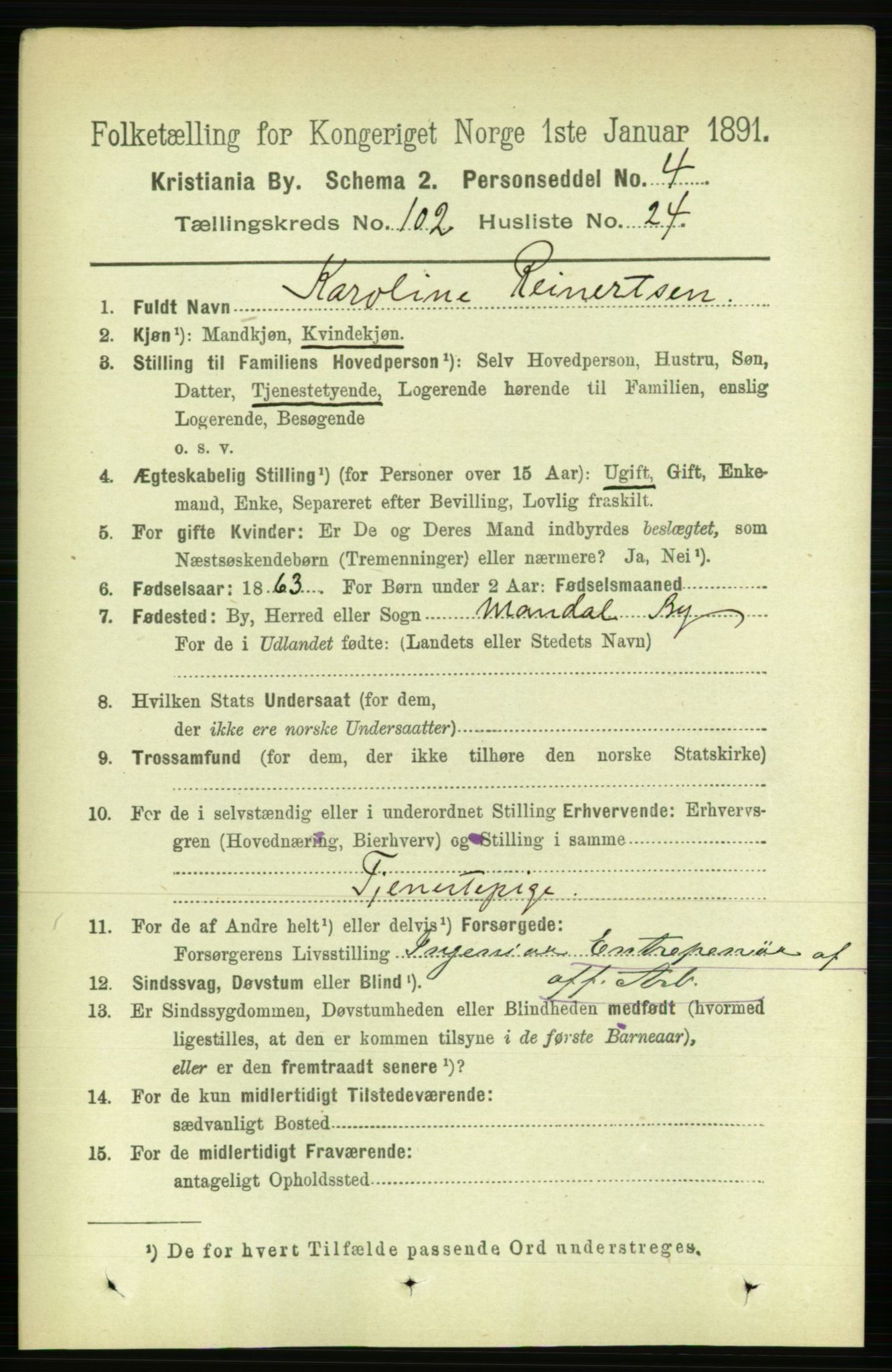 RA, 1891 census for 0301 Kristiania, 1891, p. 51017