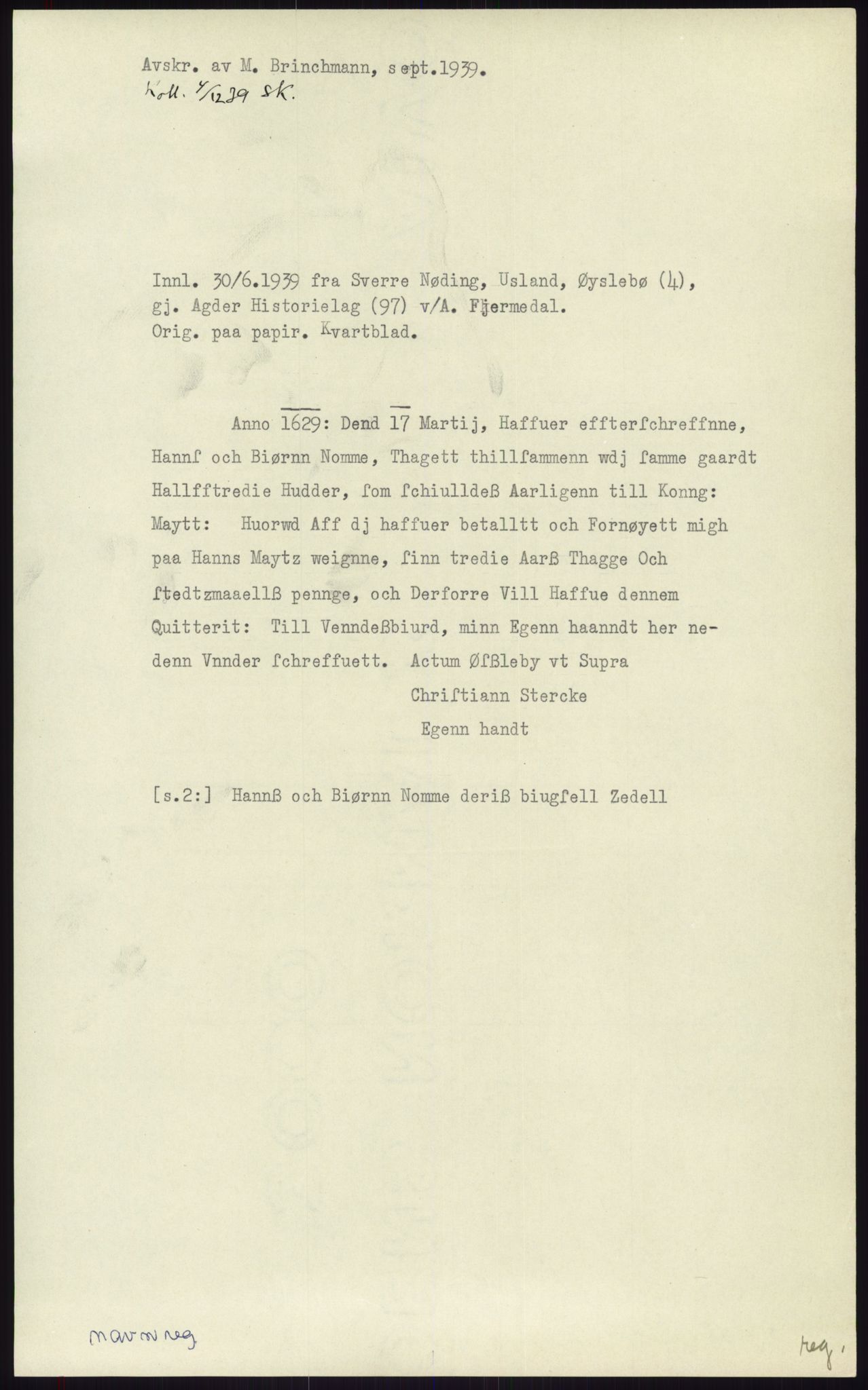 Samlinger til kildeutgivelse, Diplomavskriftsamlingen, AV/RA-EA-4053/H/Ha, p. 2128