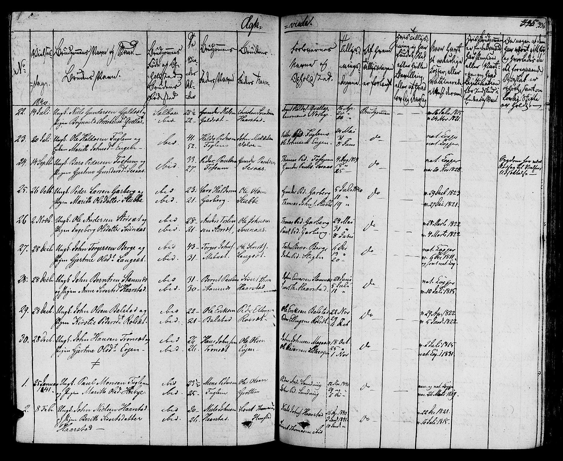 Ministerialprotokoller, klokkerbøker og fødselsregistre - Sør-Trøndelag, AV/SAT-A-1456/695/L1143: Parish register (official) no. 695A05 /1, 1824-1842, p. 336