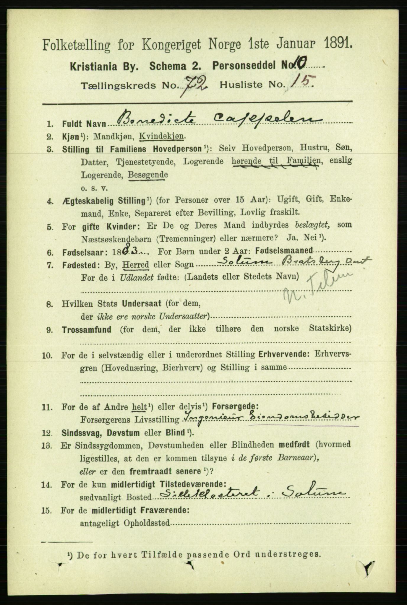 RA, 1891 census for 0301 Kristiania, 1891, p. 39381