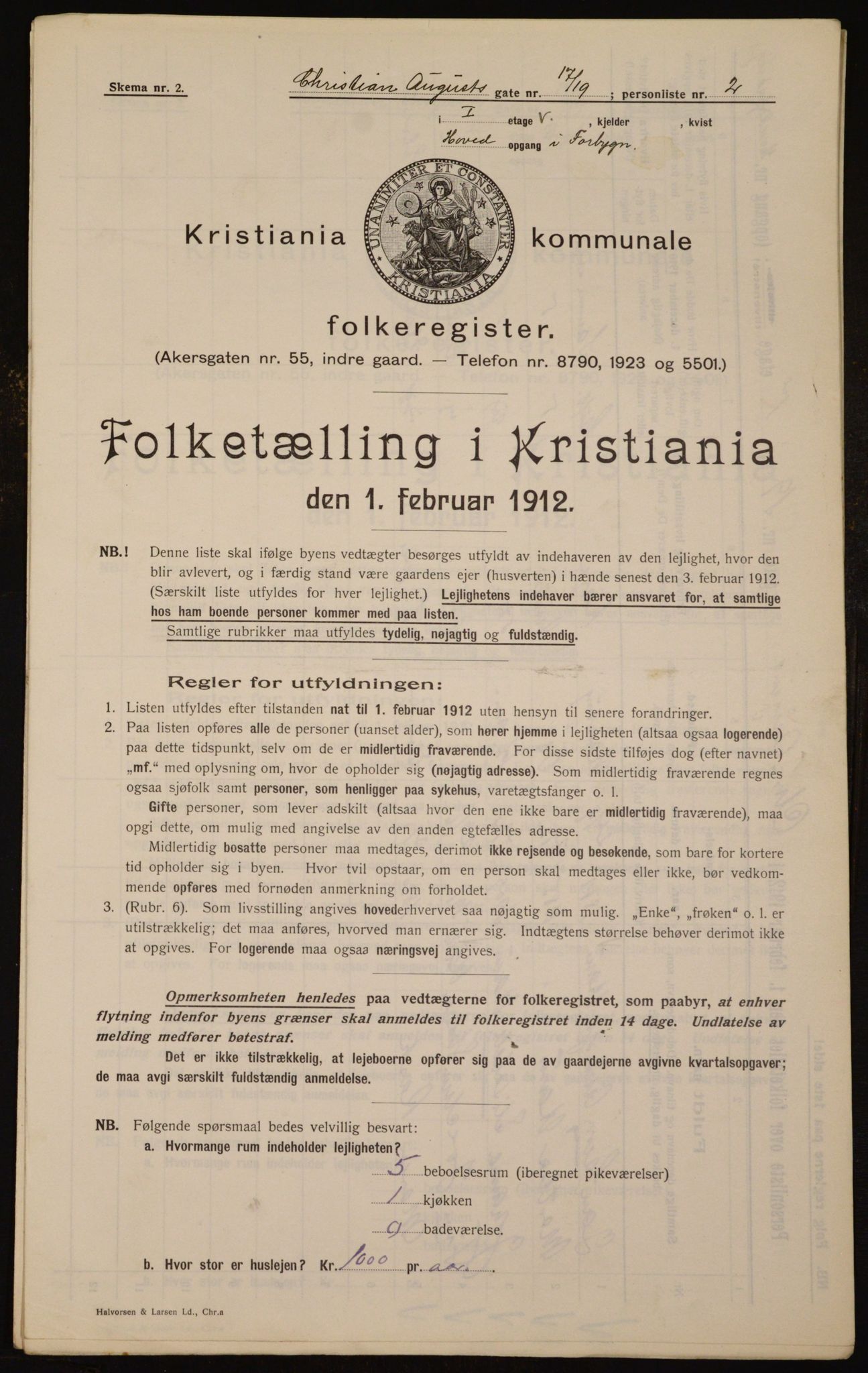 OBA, Municipal Census 1912 for Kristiania, 1912, p. 54348