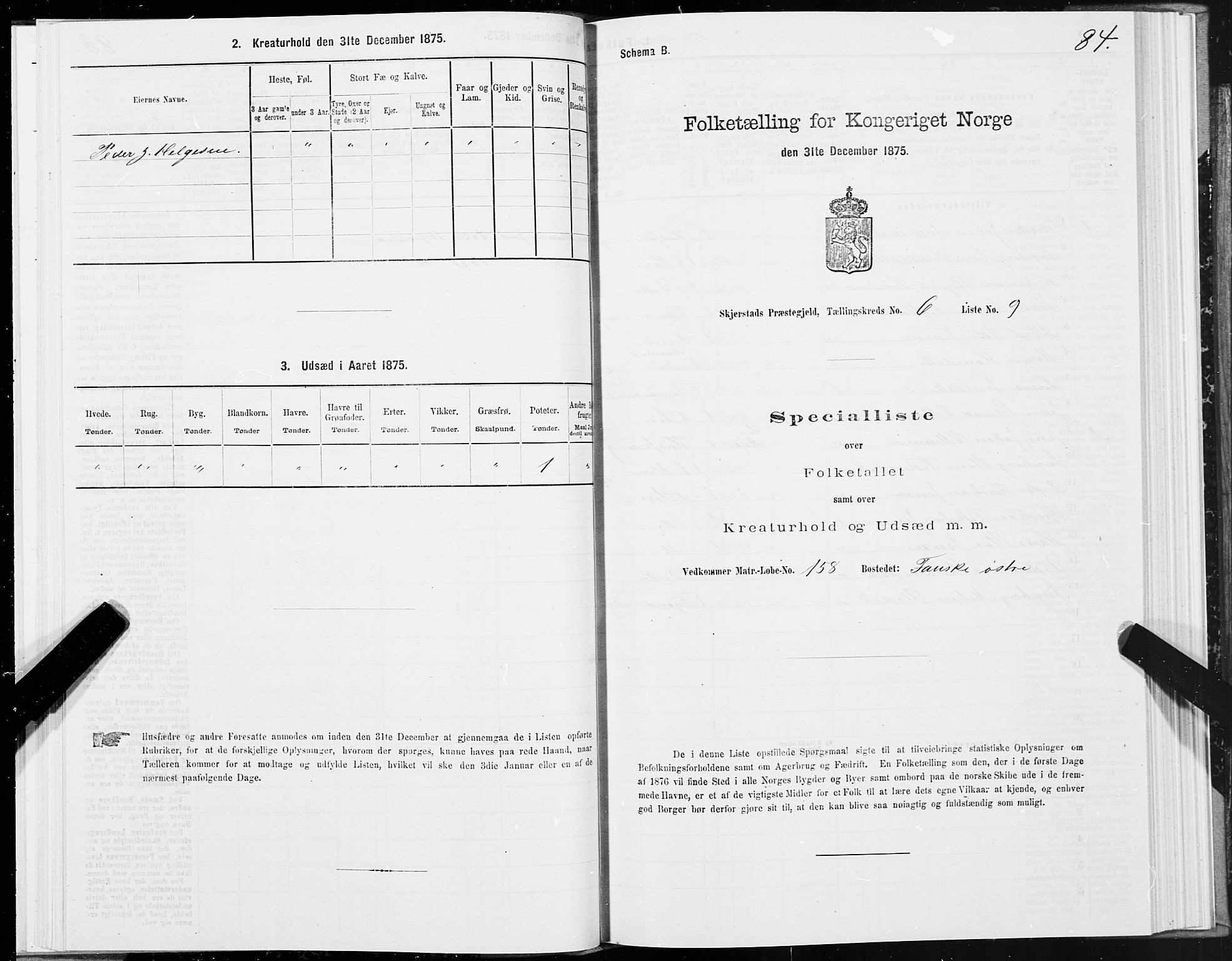 SAT, 1875 census for 1842P Skjerstad, 1875, p. 3084