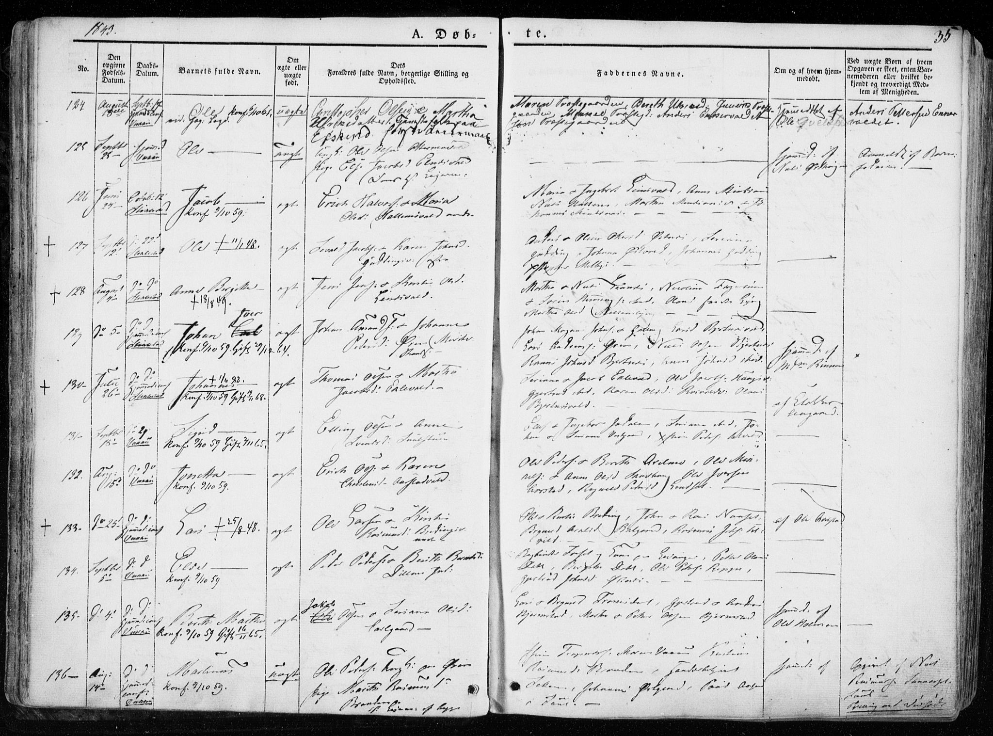 Ministerialprotokoller, klokkerbøker og fødselsregistre - Nord-Trøndelag, AV/SAT-A-1458/723/L0239: Parish register (official) no. 723A08, 1841-1851, p. 35