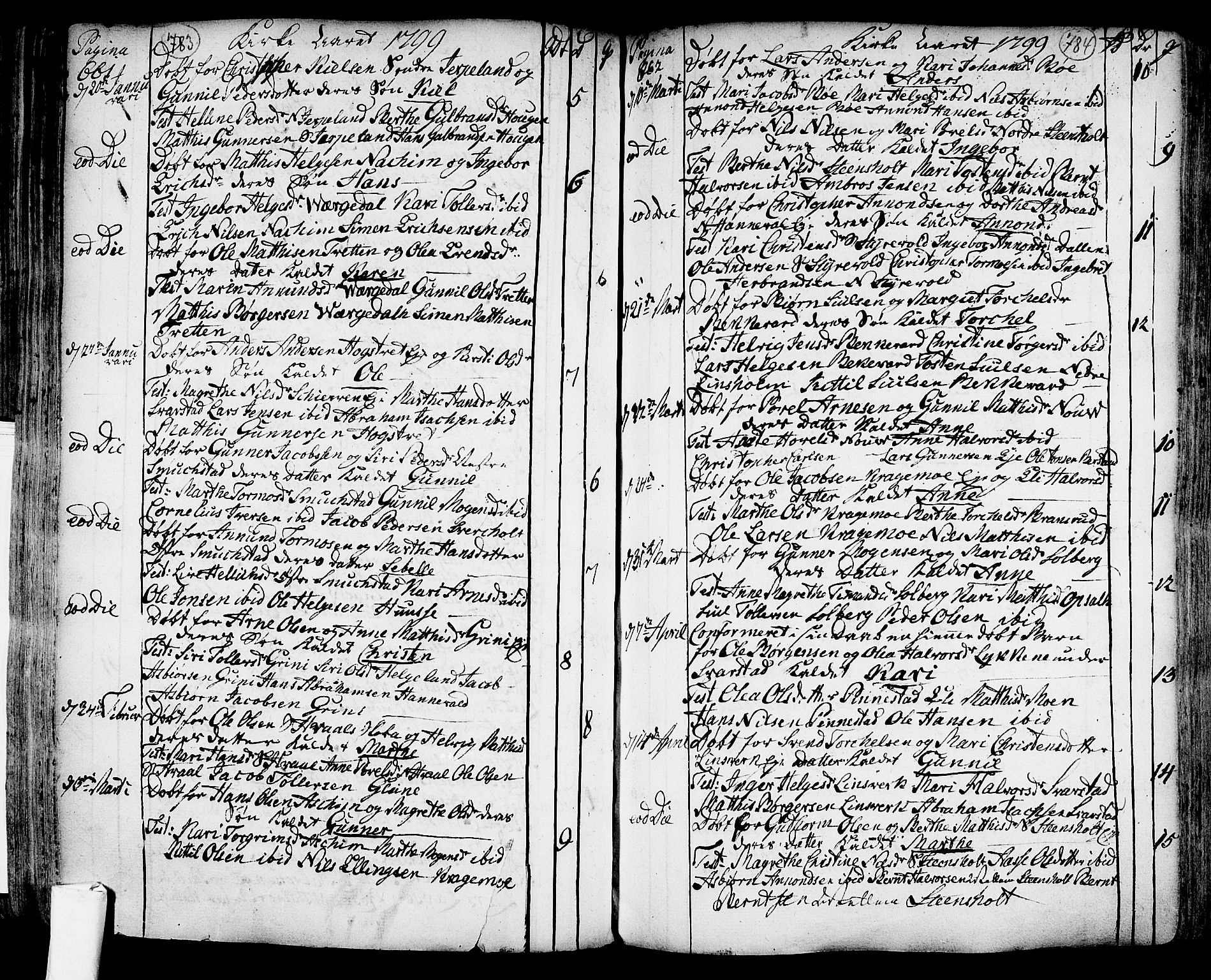 Lardal kirkebøker, AV/SAKO-A-350/F/Fa/L0003: Parish register (official) no. I 3, 1733-1815, p. 783-784