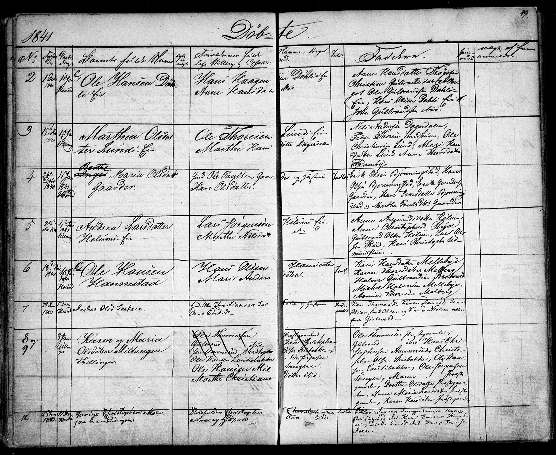 Ullensaker prestekontor Kirkebøker, SAO/A-10236a/F/Fa/L0014.a: Parish register (official) no. I 14A, 1836-1850, p. 49