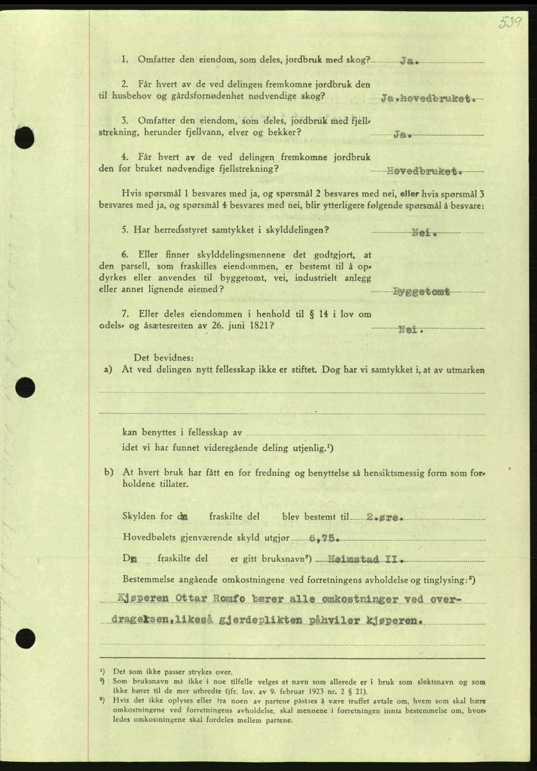 Nordmøre sorenskriveri, AV/SAT-A-4132/1/2/2Ca: Mortgage book no. A100a, 1945-1945, Diary no: : 1644/1945