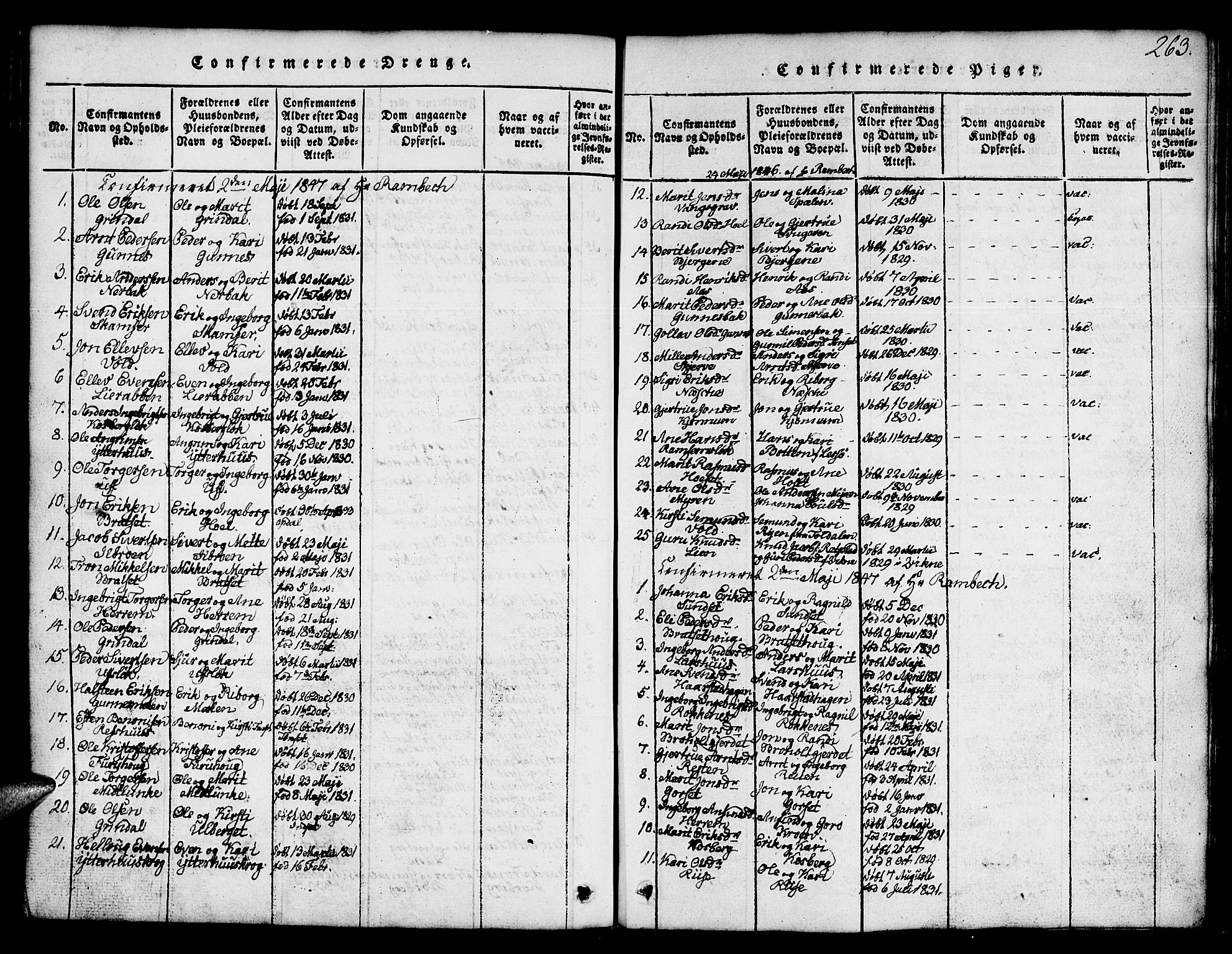 Ministerialprotokoller, klokkerbøker og fødselsregistre - Sør-Trøndelag, SAT/A-1456/674/L0874: Parish register (copy) no. 674C01, 1816-1860, p. 263