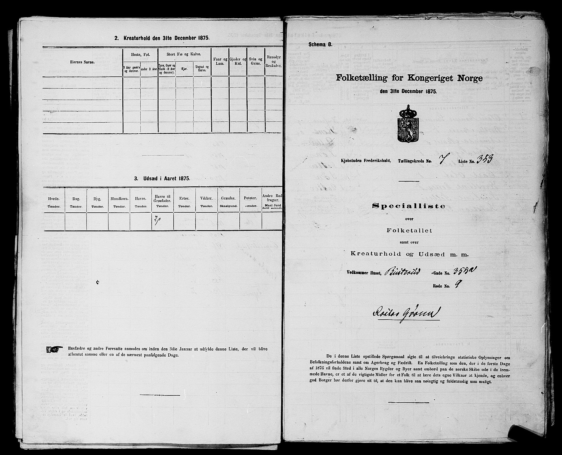 RA, 1875 census for 0101P Fredrikshald, 1875, p. 859